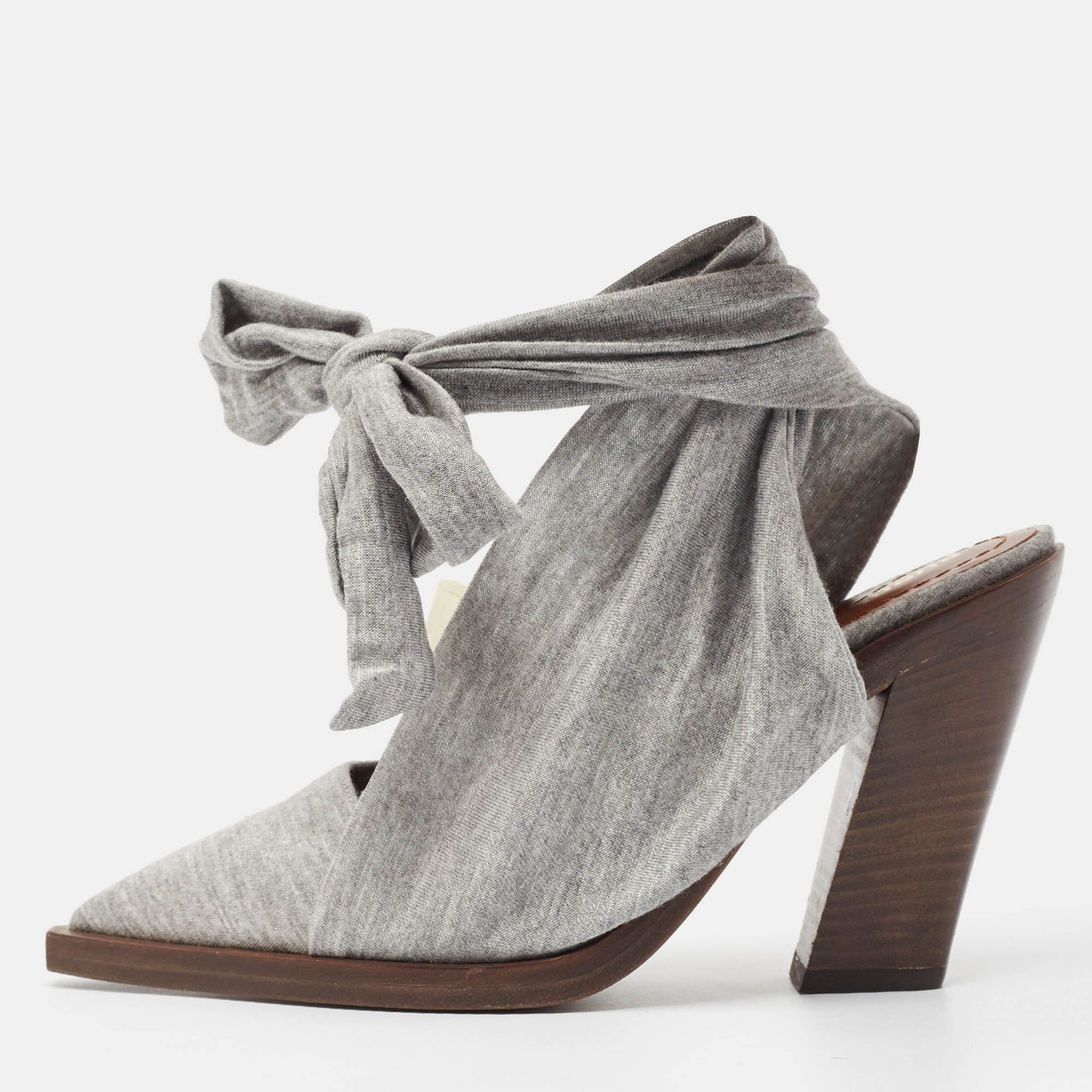 Burberry Grey Fabric Mule Sandals Size 37