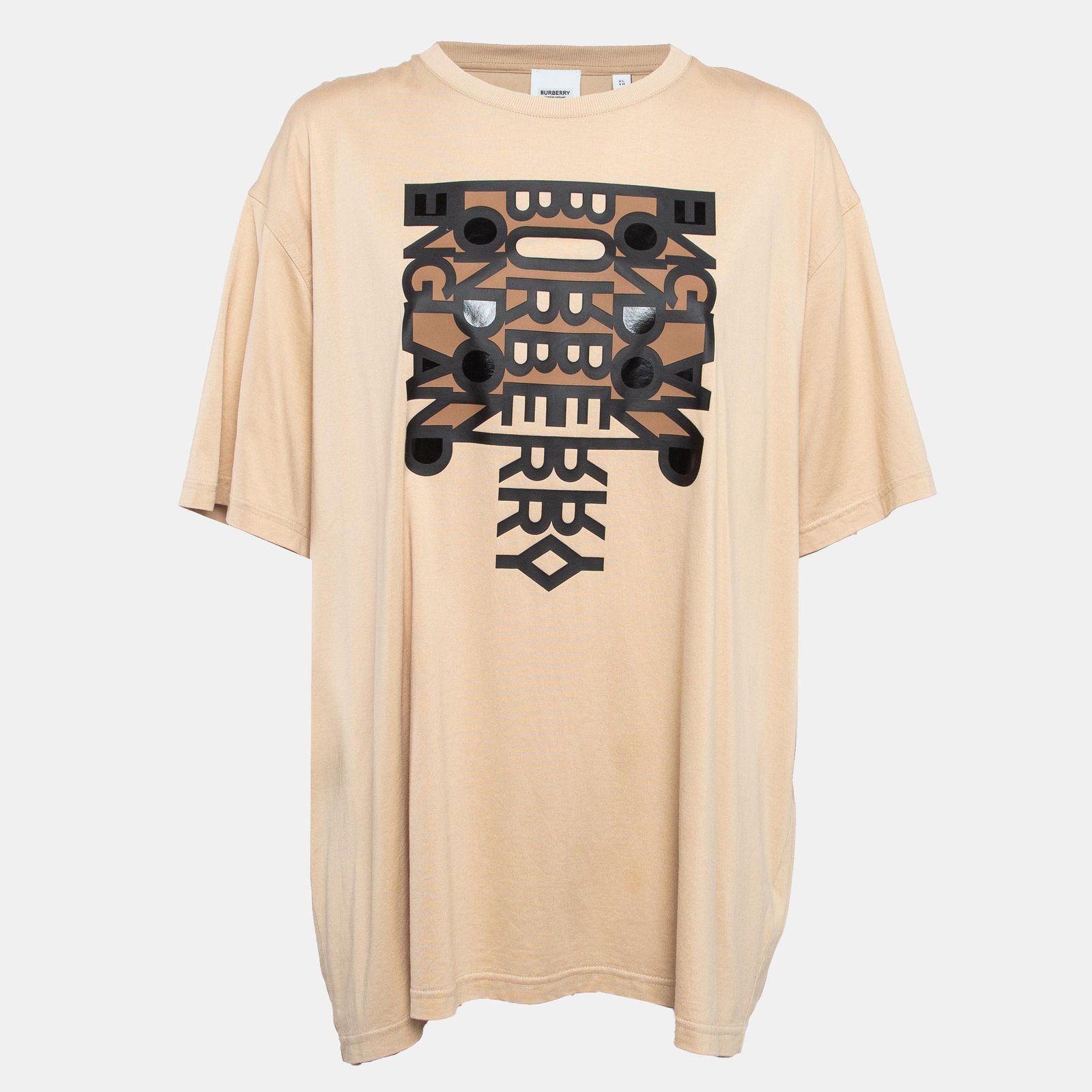 Burberry Beige Printed Cotton Knit Skylar T-Shirt XL