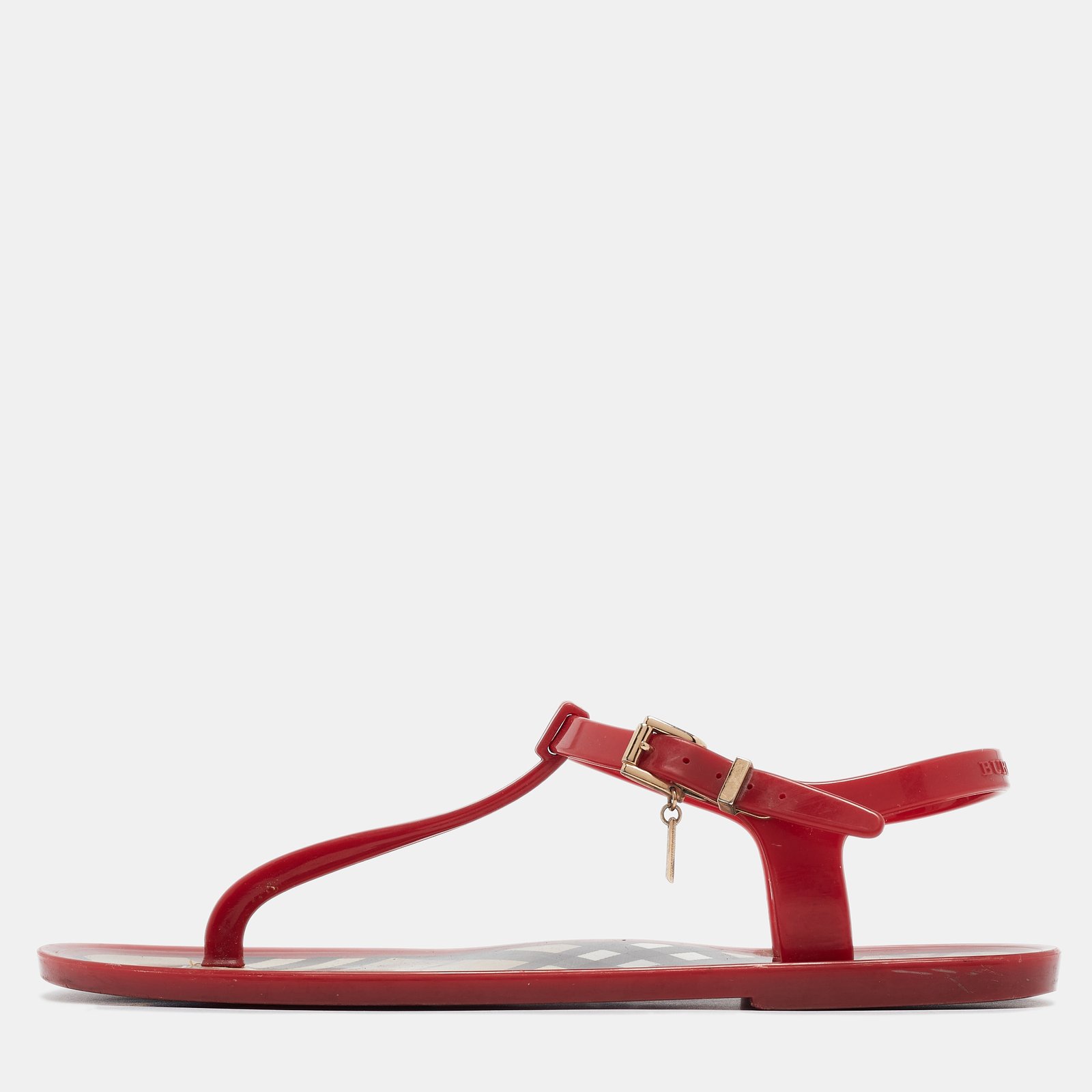 Burberry Red Jelly Thong Flat Sandals Size 38