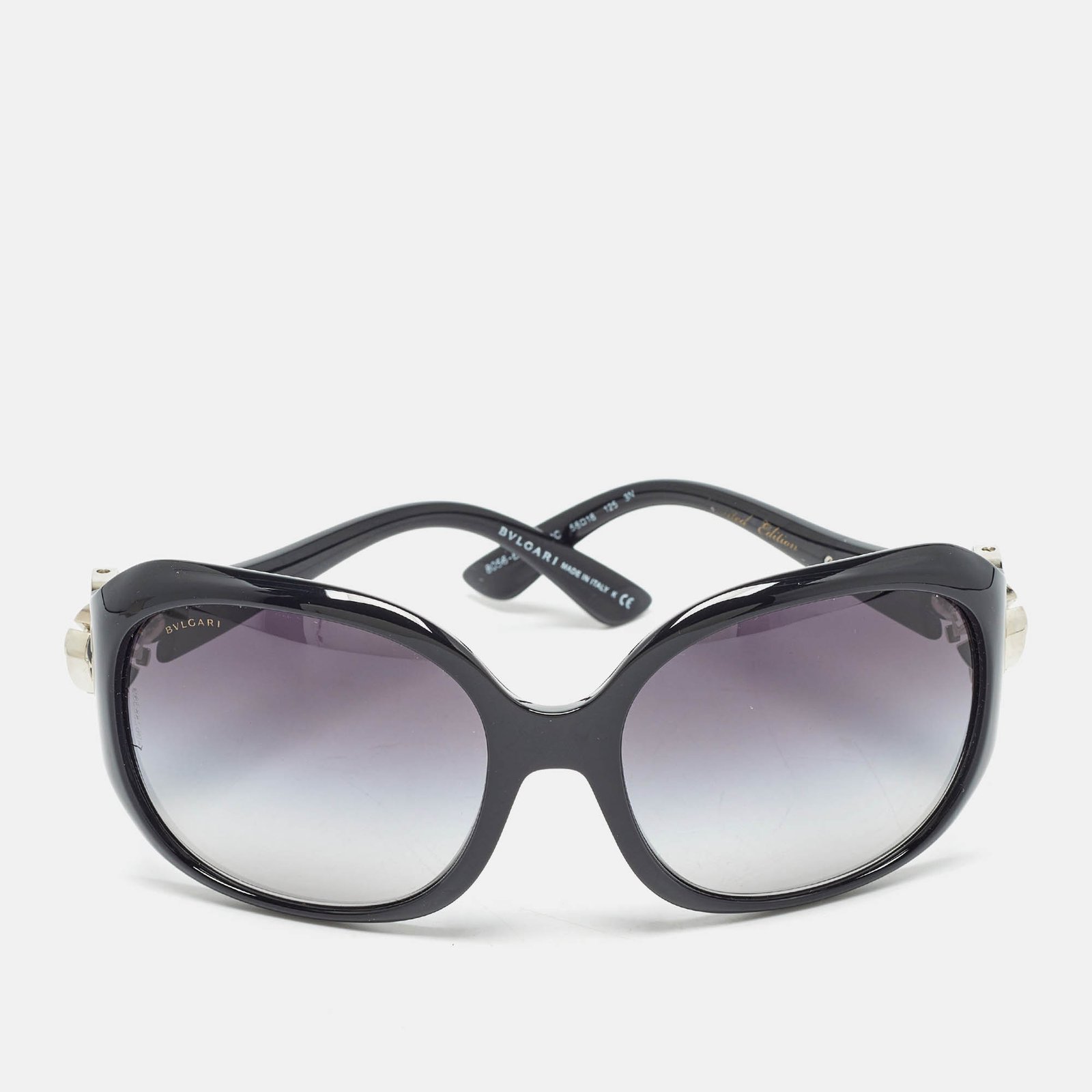 Bvlgari Black Gradient Limited Edition Crystals Embellished Oversized Sunglasses
