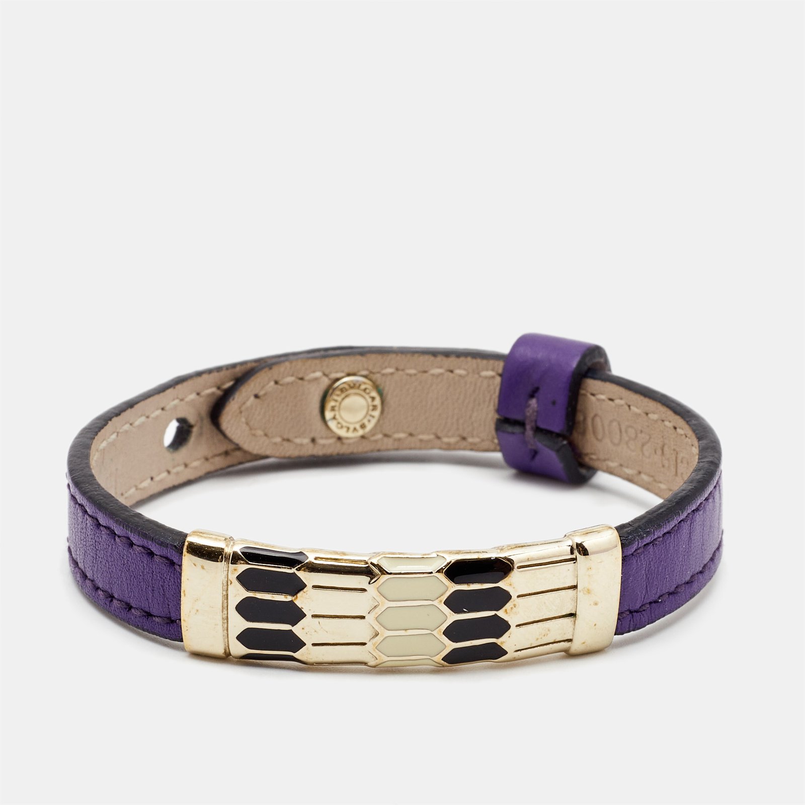 Bvlgari Serpenti Leather Enamel Gold Tone Bracelet