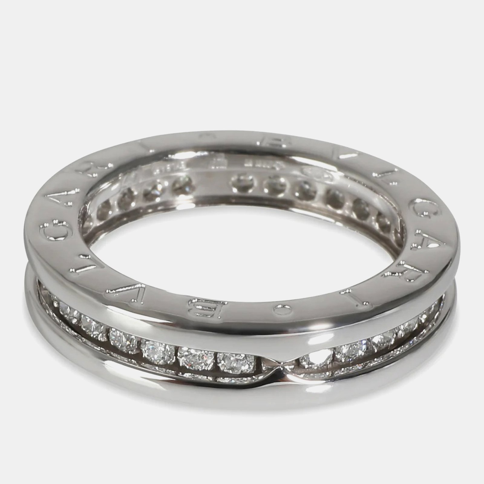 Bvlgari 18k White Gold and Diamond B.zero1 Band Ring EU 47