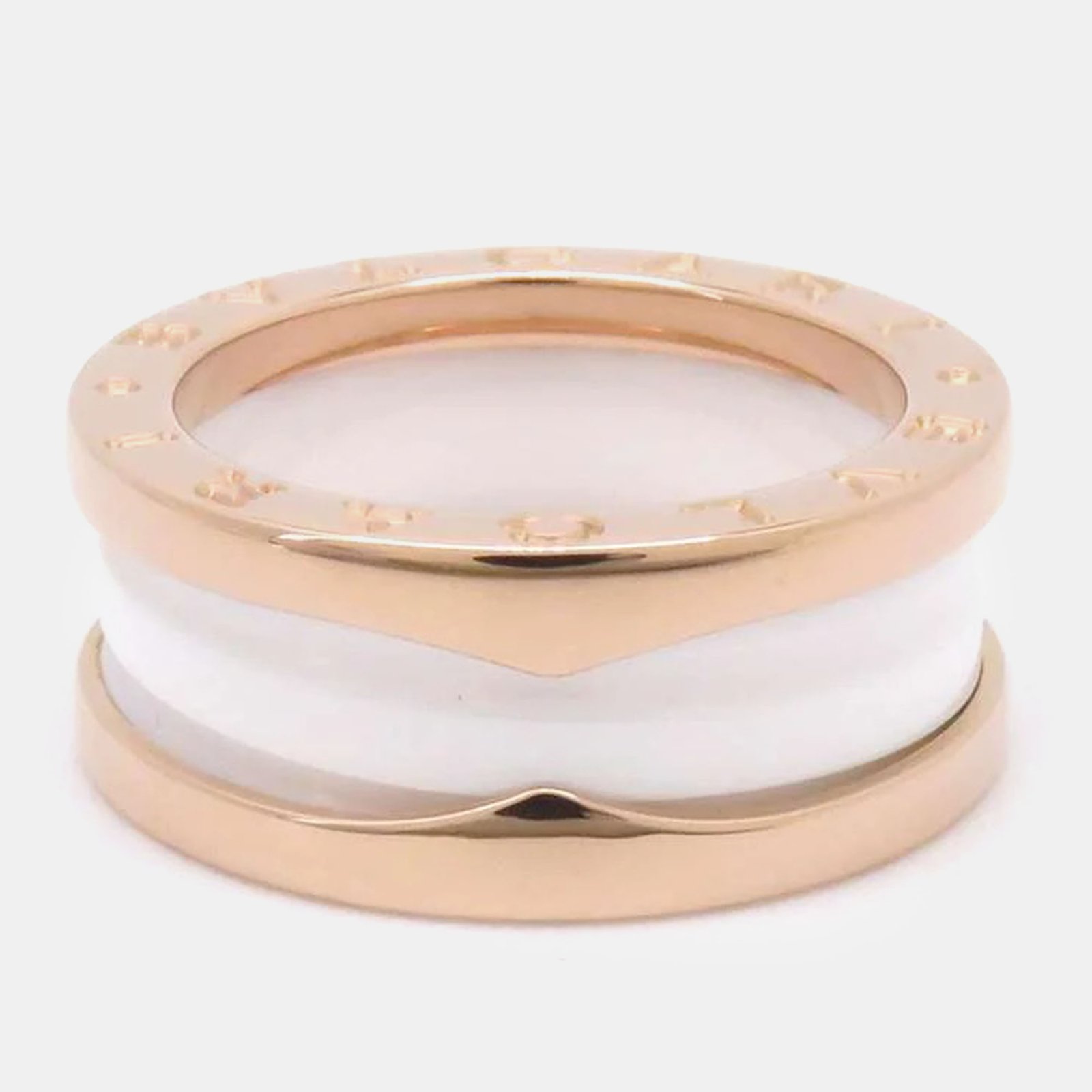 Bvlgari 18K Rose Gold and Ceramic B.Zero1 Band Ring EU 50
