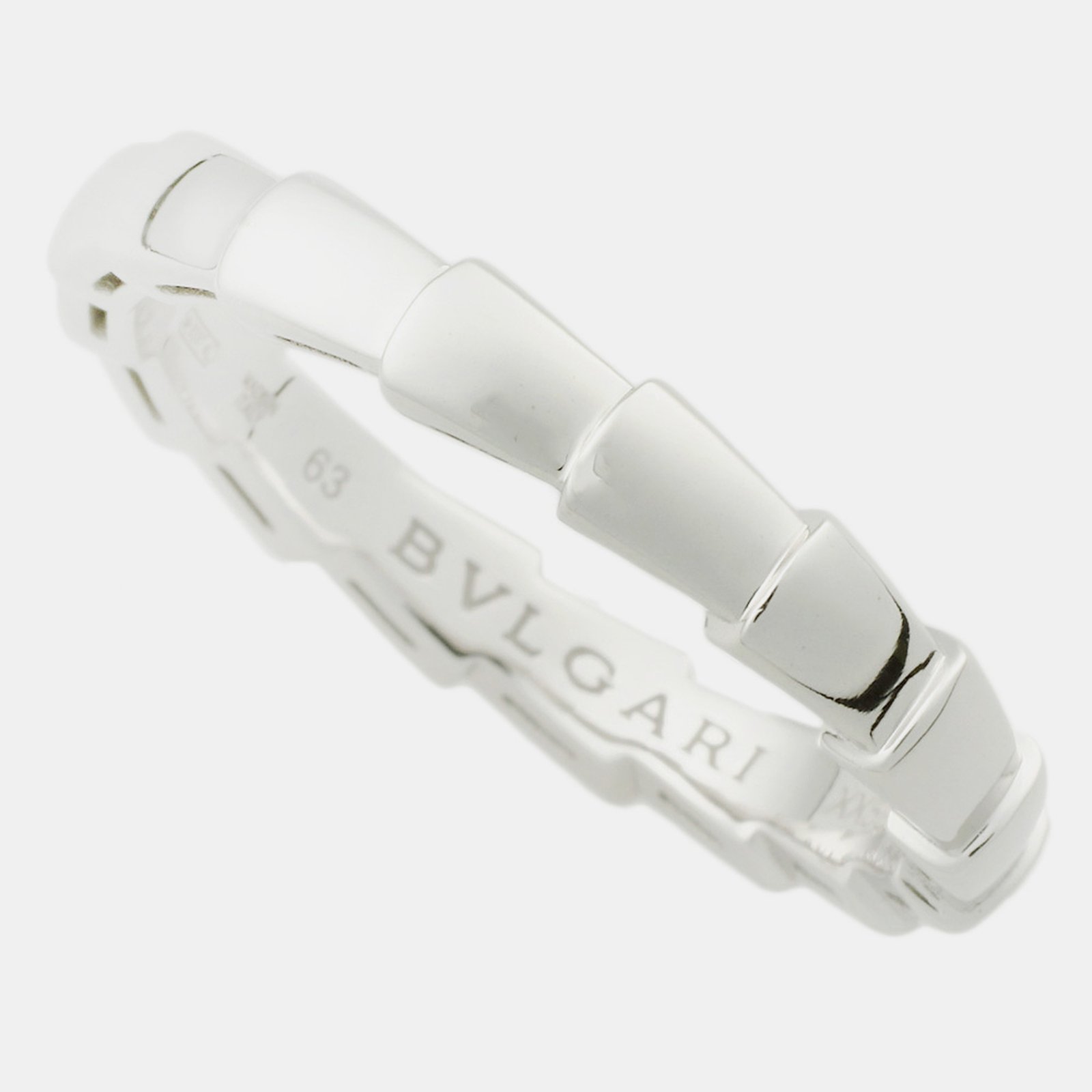 Bvlgari 18K White Gold  Serpenti Wedding Band Ring EU 63