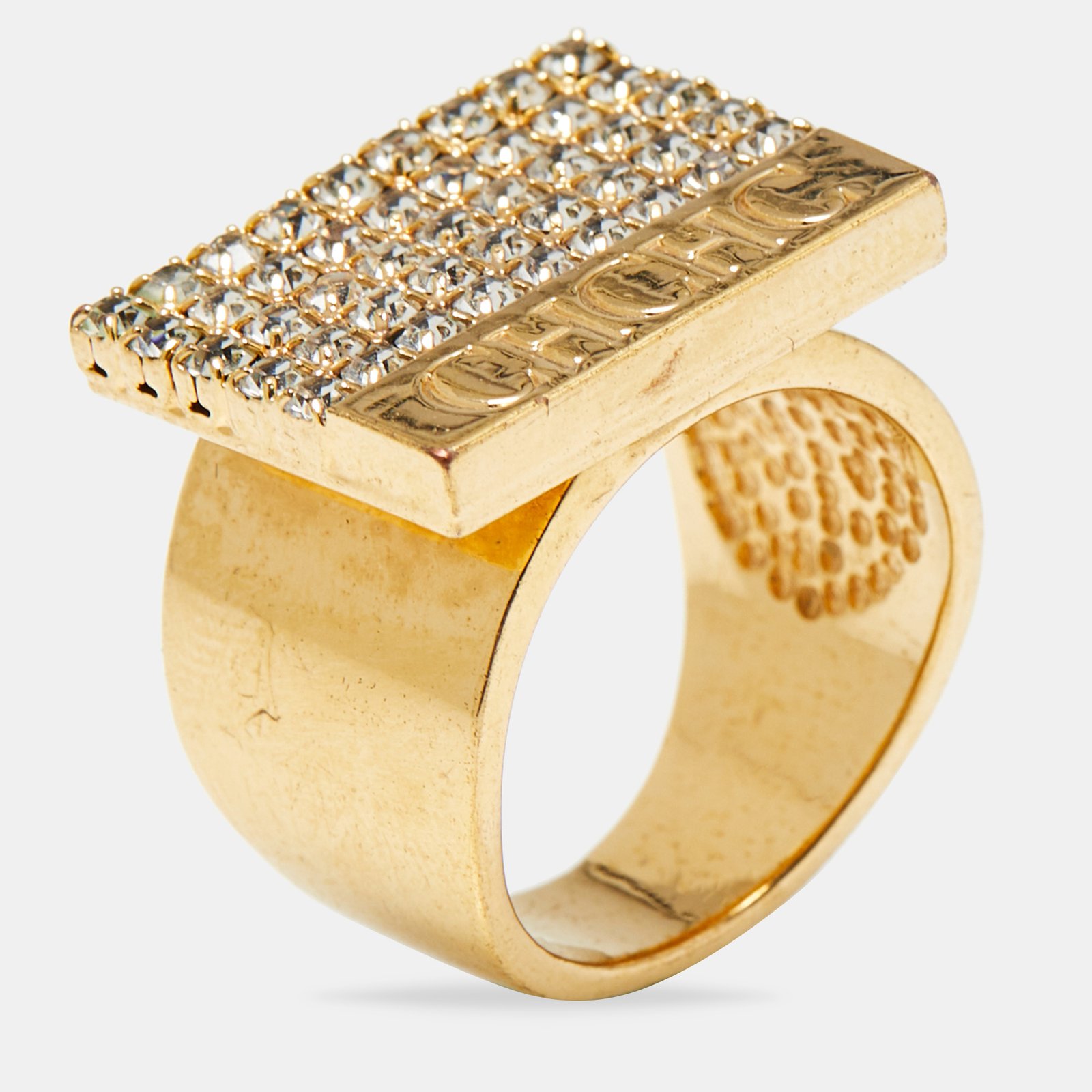 Carolina Herrera Crystal Gold  Tone Ring Size 53