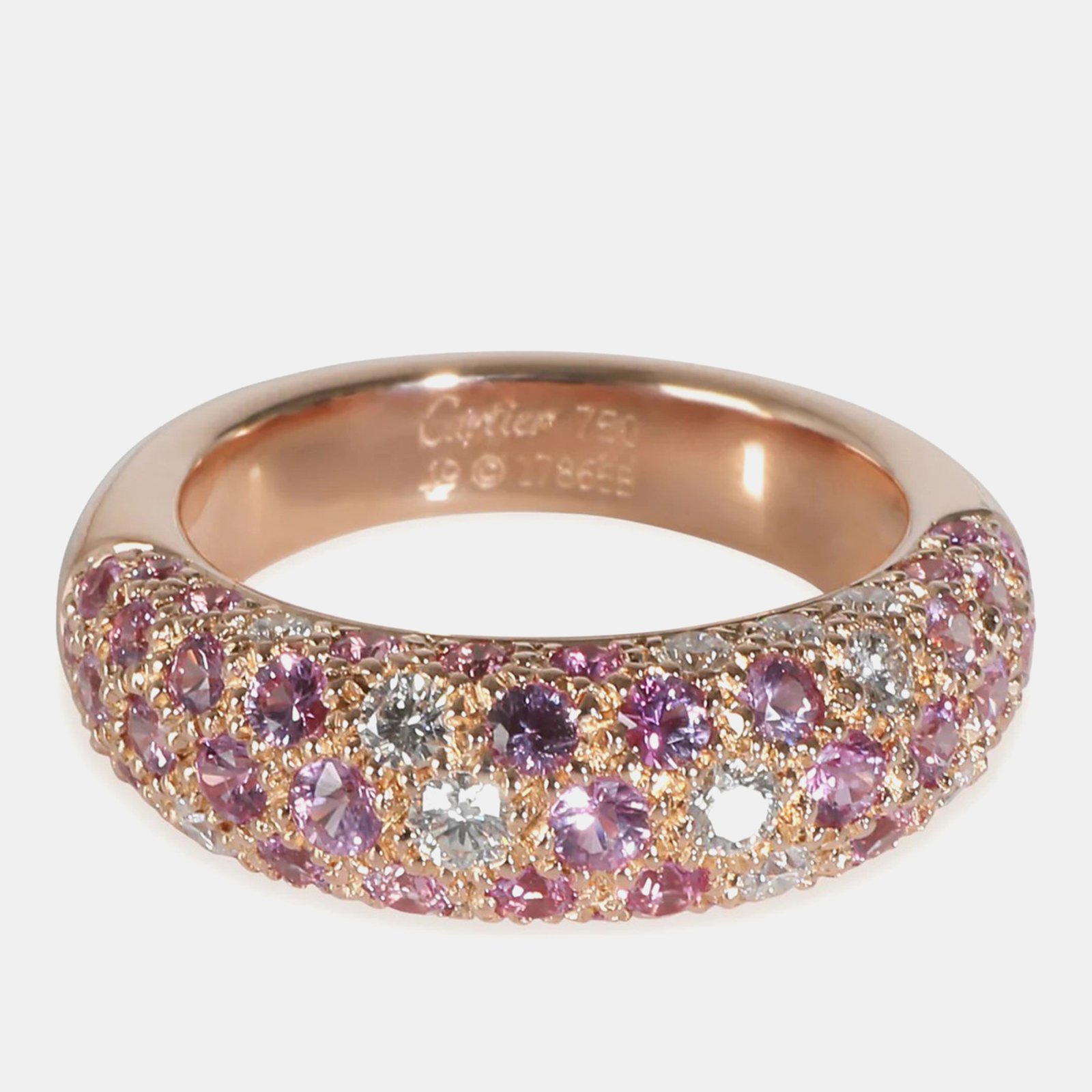 Cartier 18K Rose Gold and Diamond Etincelle Band Ring EU 49