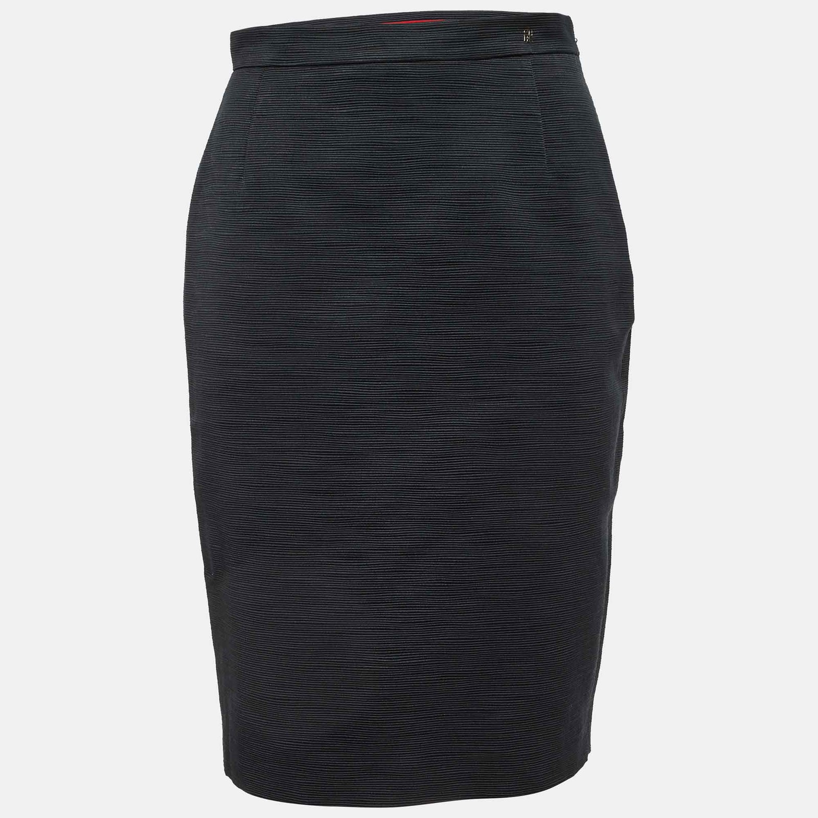 CH Carolina Herrera Black Ridged Cotton Blend Short Skirt S