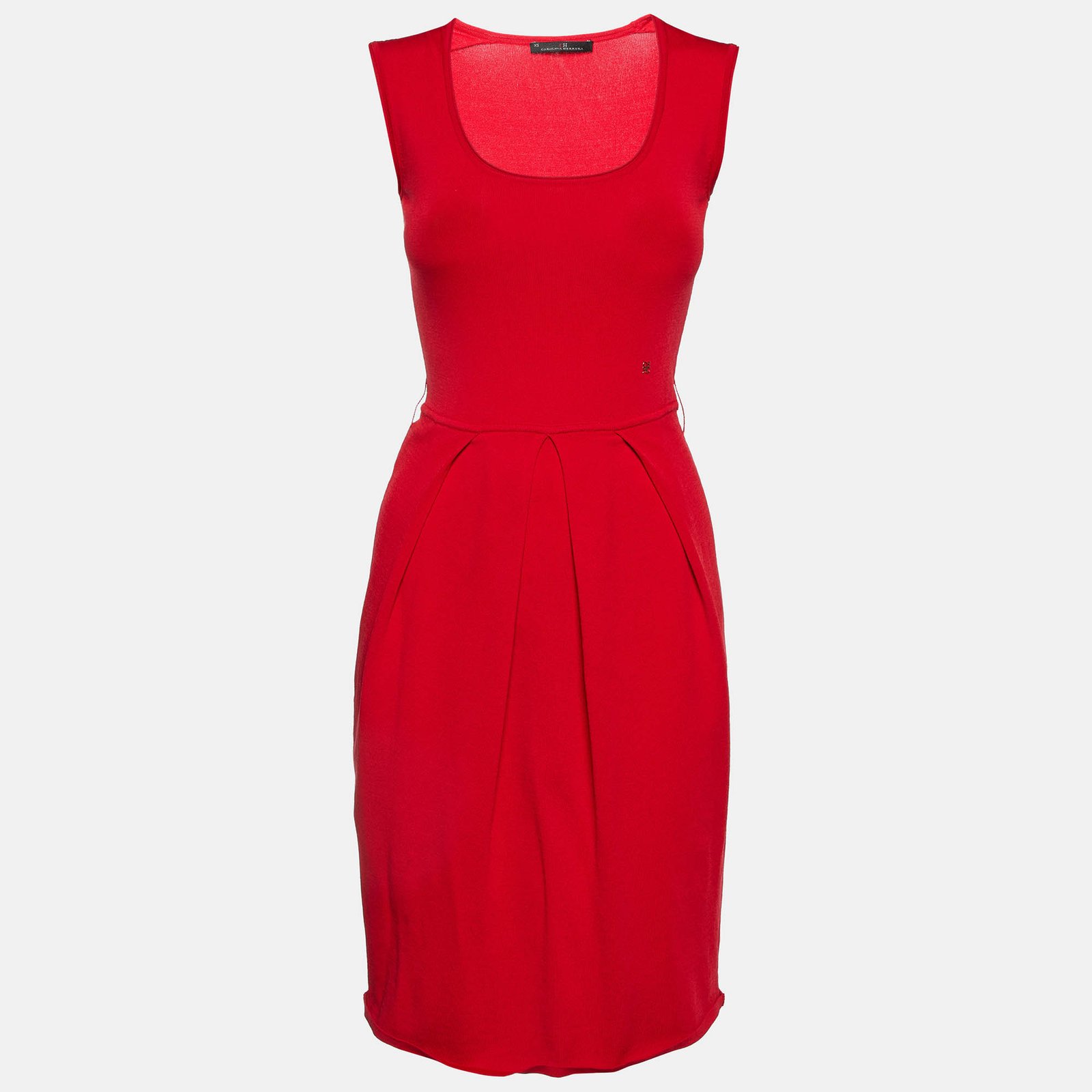 CH Carolina Herrera Red Jersey Sleeveless Mini Dress XS