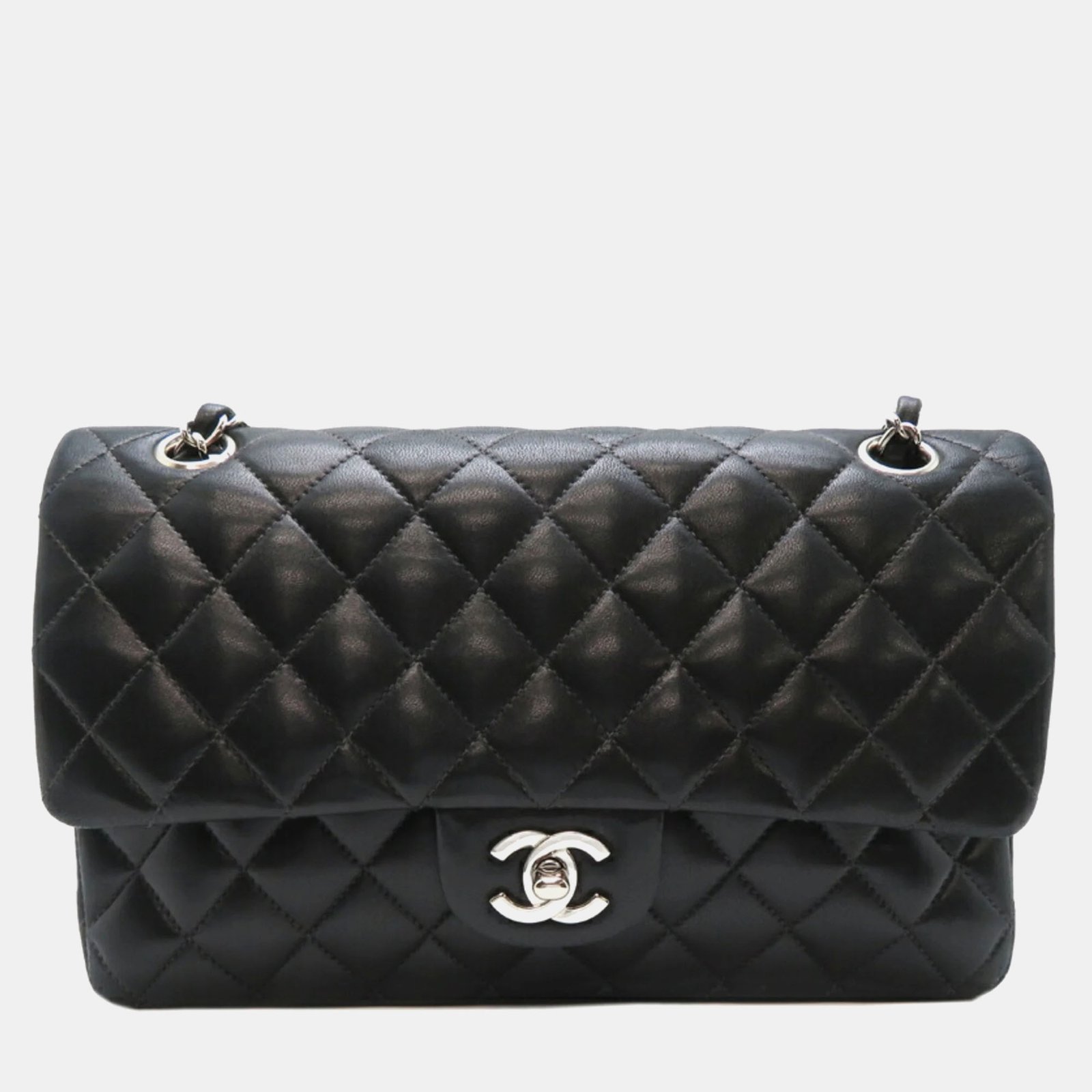 Chanel Black Leather Medium Classic Double Flap Shoulder Bag