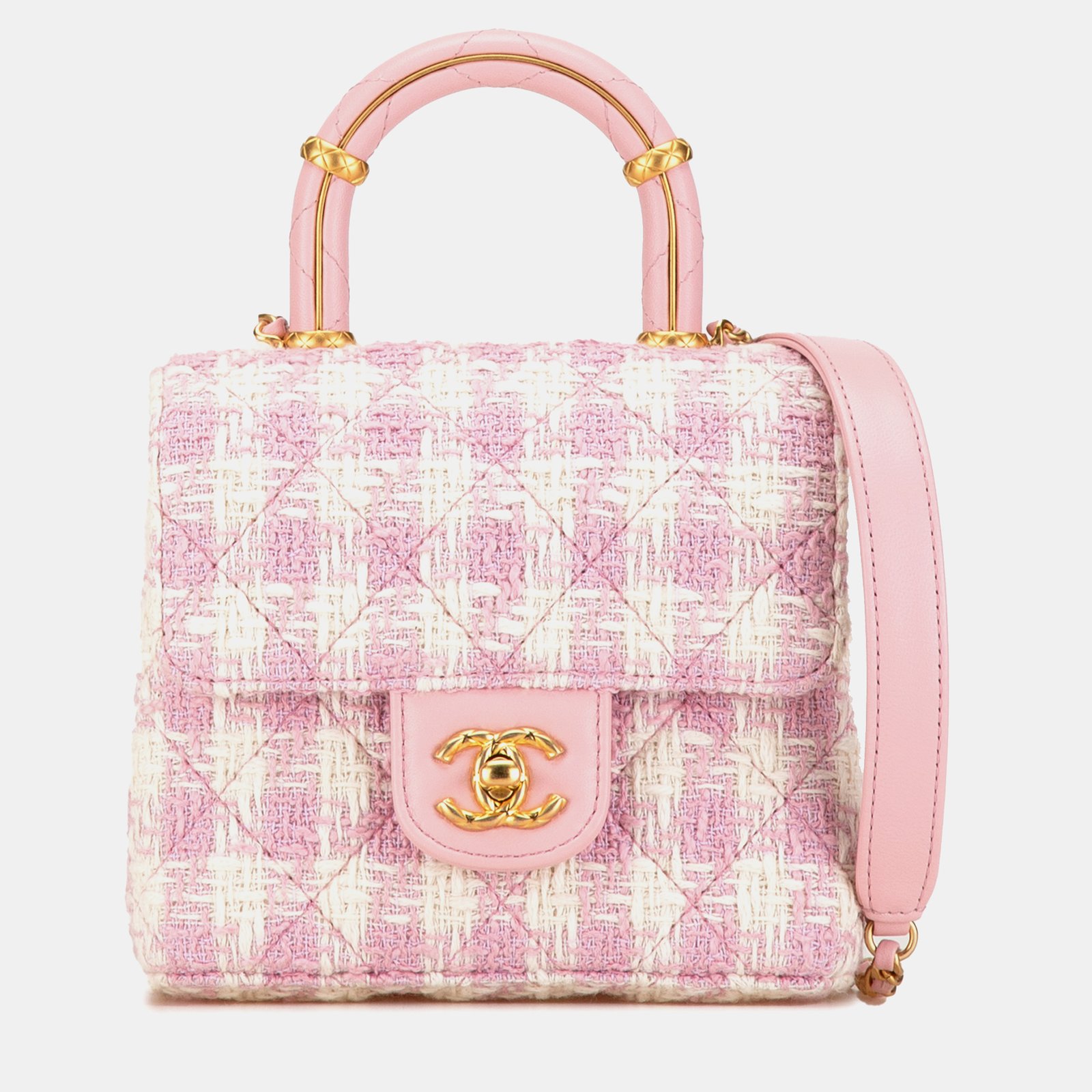 Chanel Quilted Tweed Crush Top Handle Flap