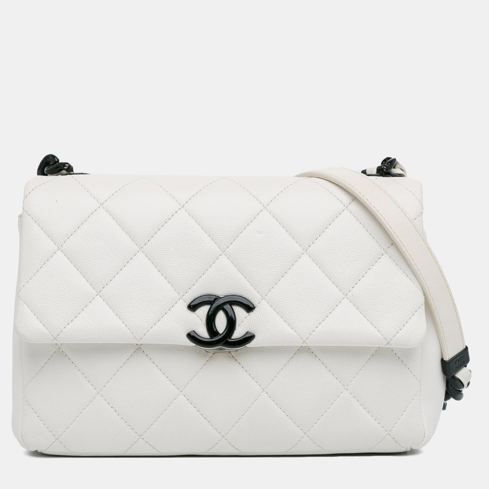 Chanel White Caviar Quilted Leather My Everything Flap Bag