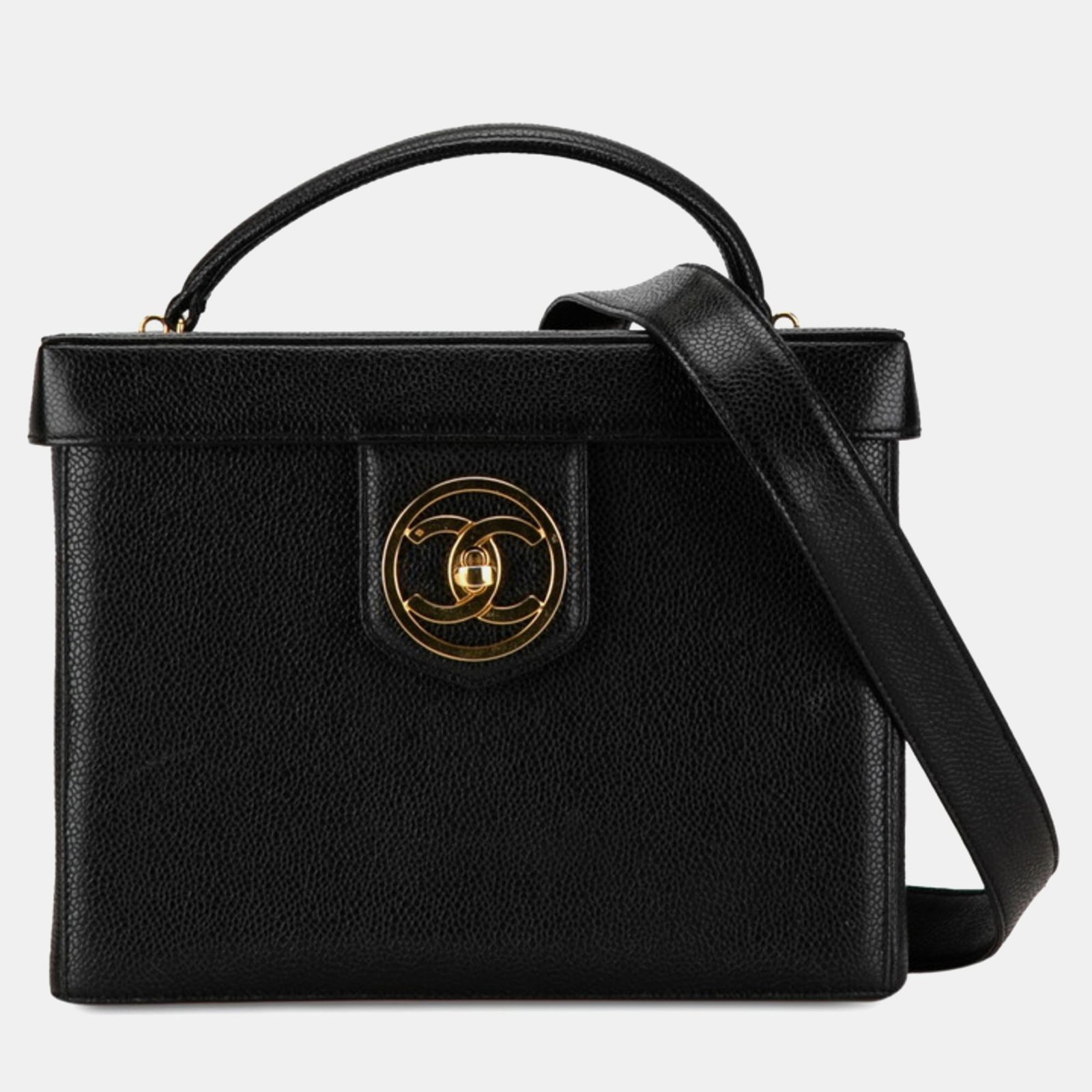 Chanel Black Caviar Leather Vanity Train Case