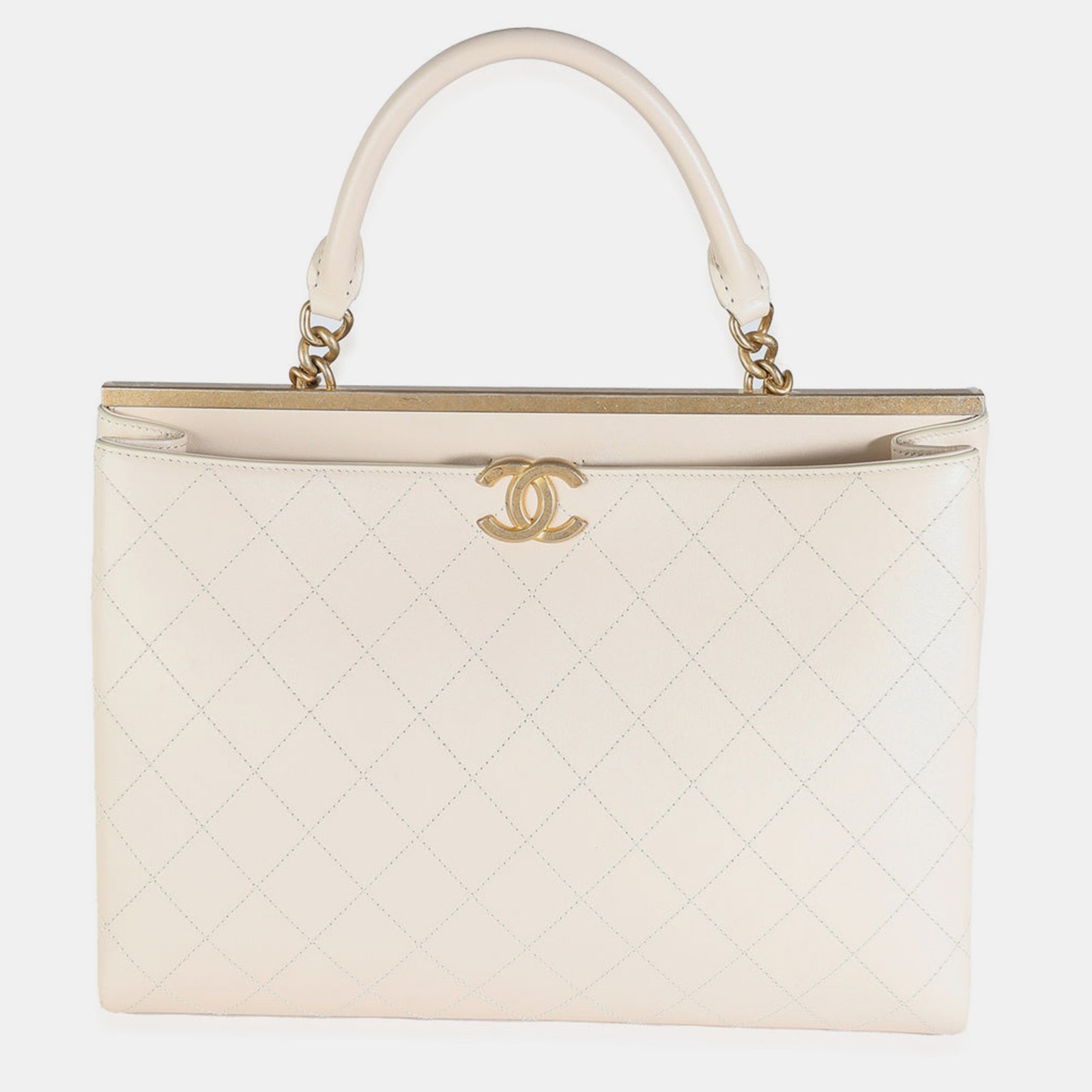 Chanel Beige Quilted Calfskin Large Coco Luxe Shopping Tote Bag