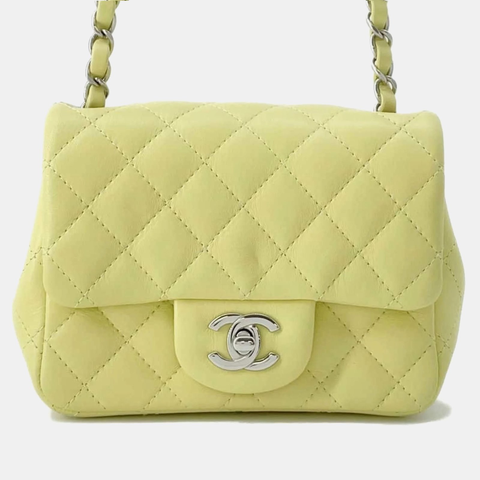 Chanel Yellow Leather Mini Flap Shoulder Bags