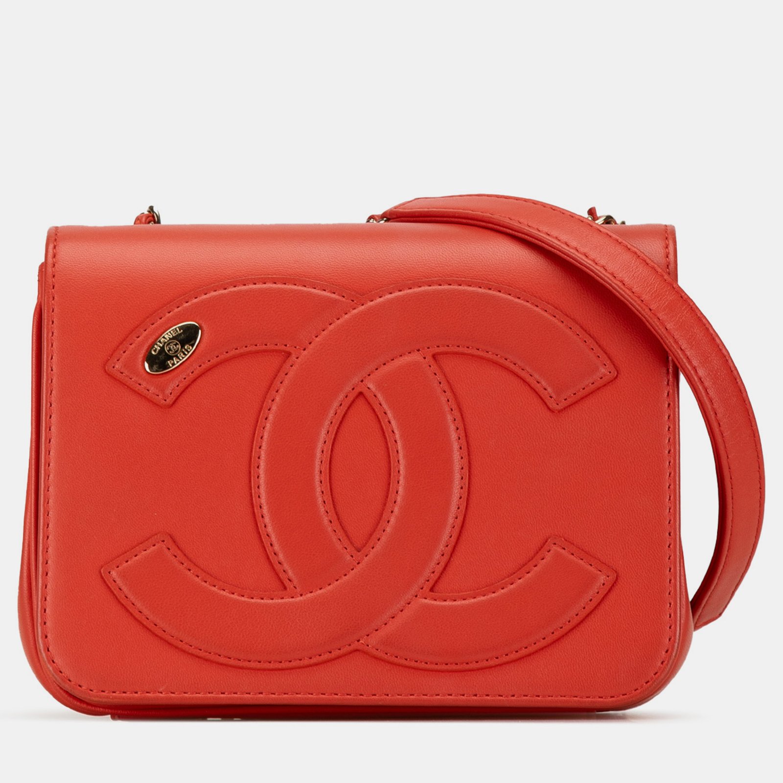 Chanel Red Lambskin CC Mania Flap Bag