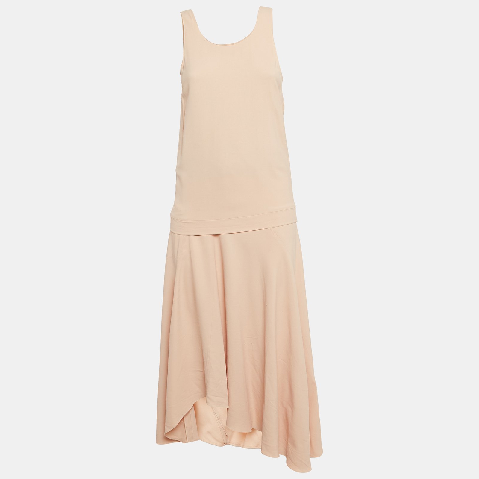Chloe Pink Crepe Sleeveless Asymmetric Midi Dress S