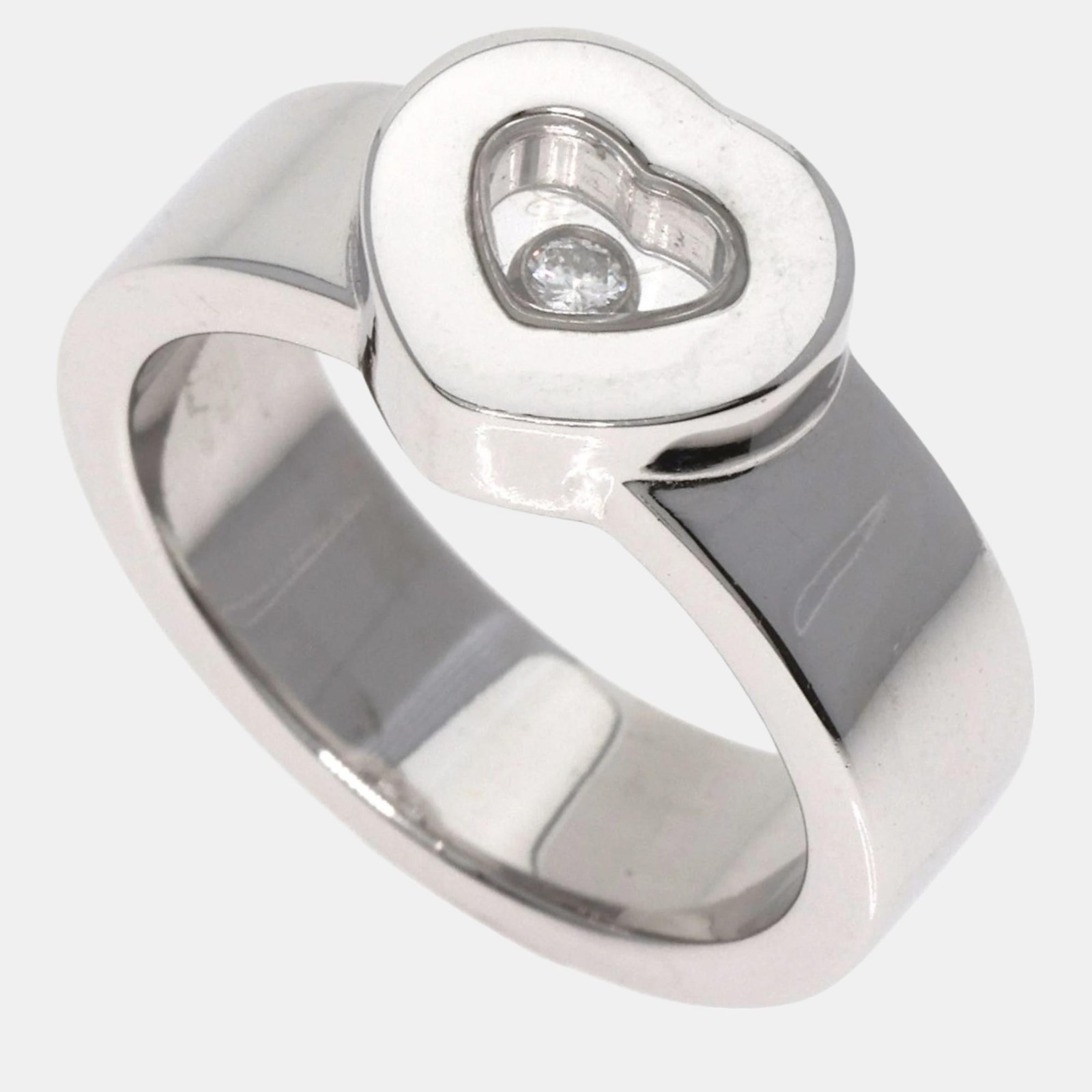 Chopard 18K White Gold and Diamond Happy Diamonds Band Ring EU 51