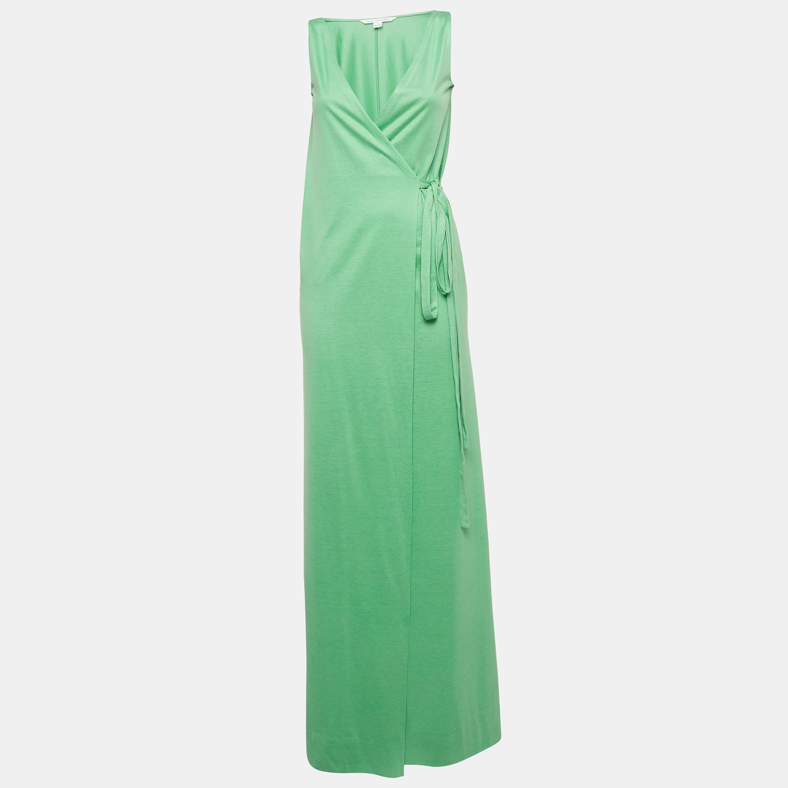 Diane Von Furstenberg Green Silk & Cotton Knit Wrap Dress XS