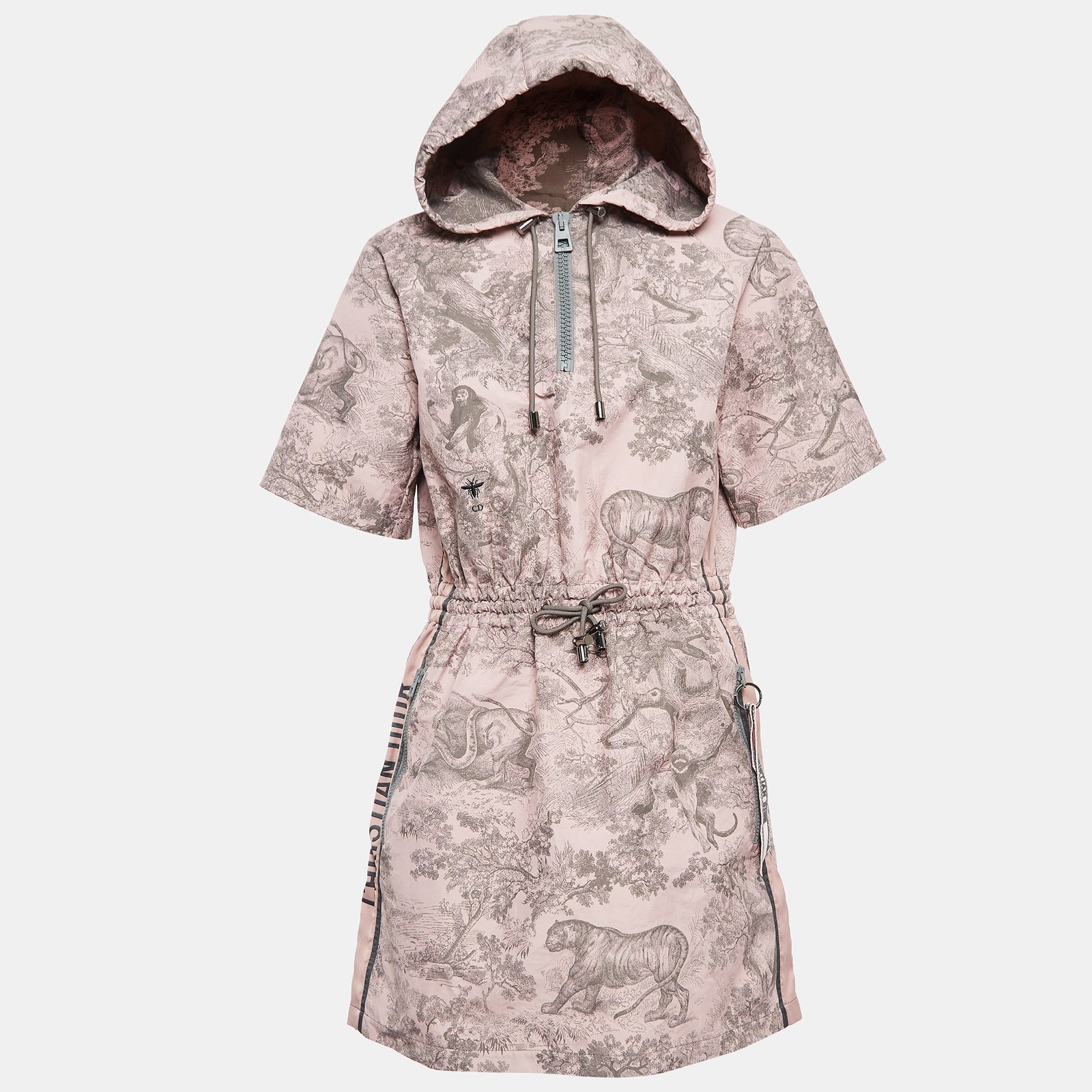 Christian Dior Pink Printed Synthetic Dioriviera Hooded Short Dress M