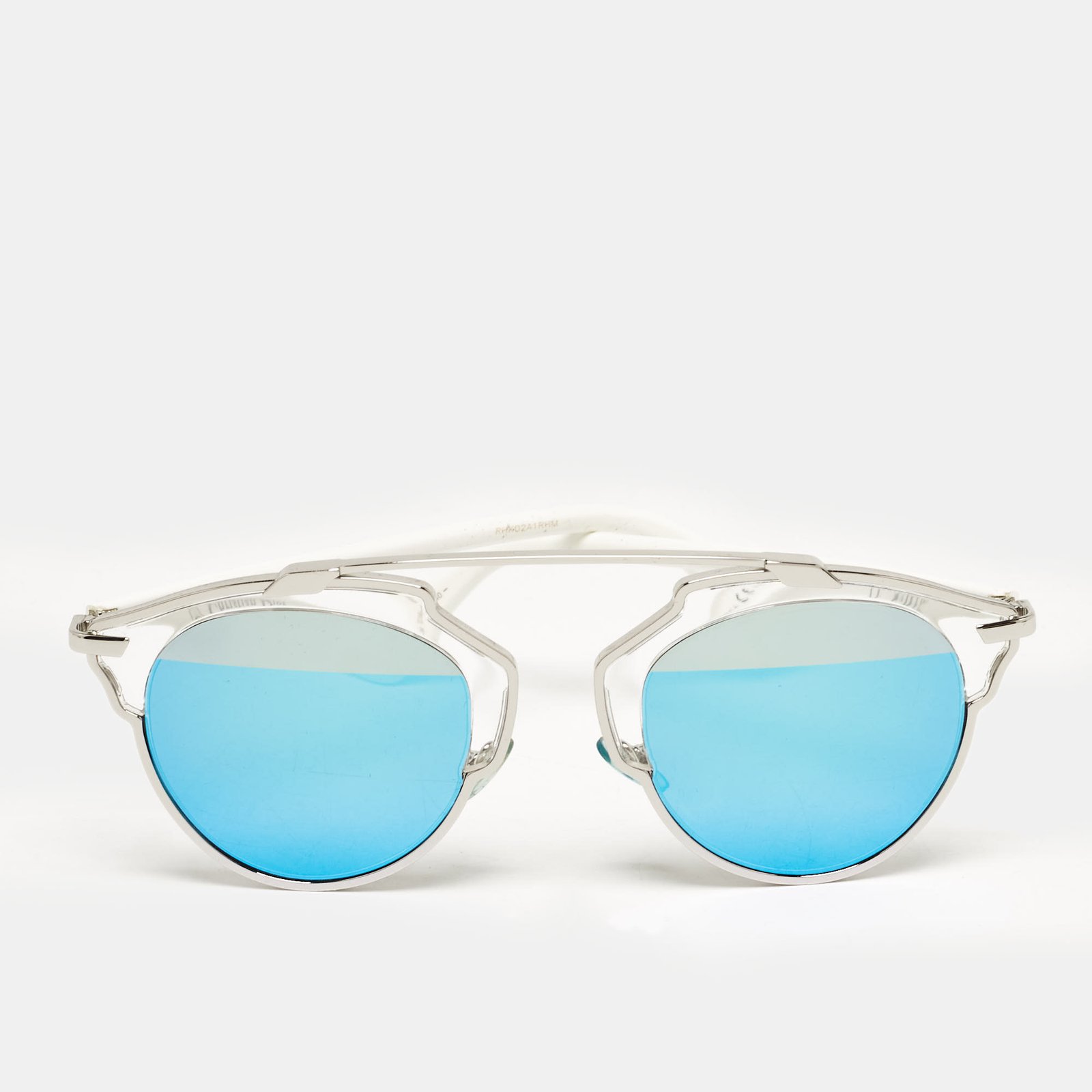 Dior White/Blue Mirrored DiorSoReal Round Sunglasses