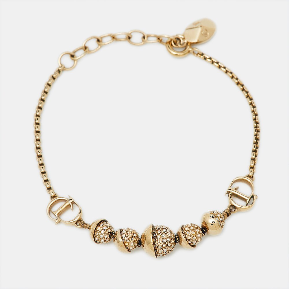 Dior Crystal Mise En Dior Gold Tone Bracelet