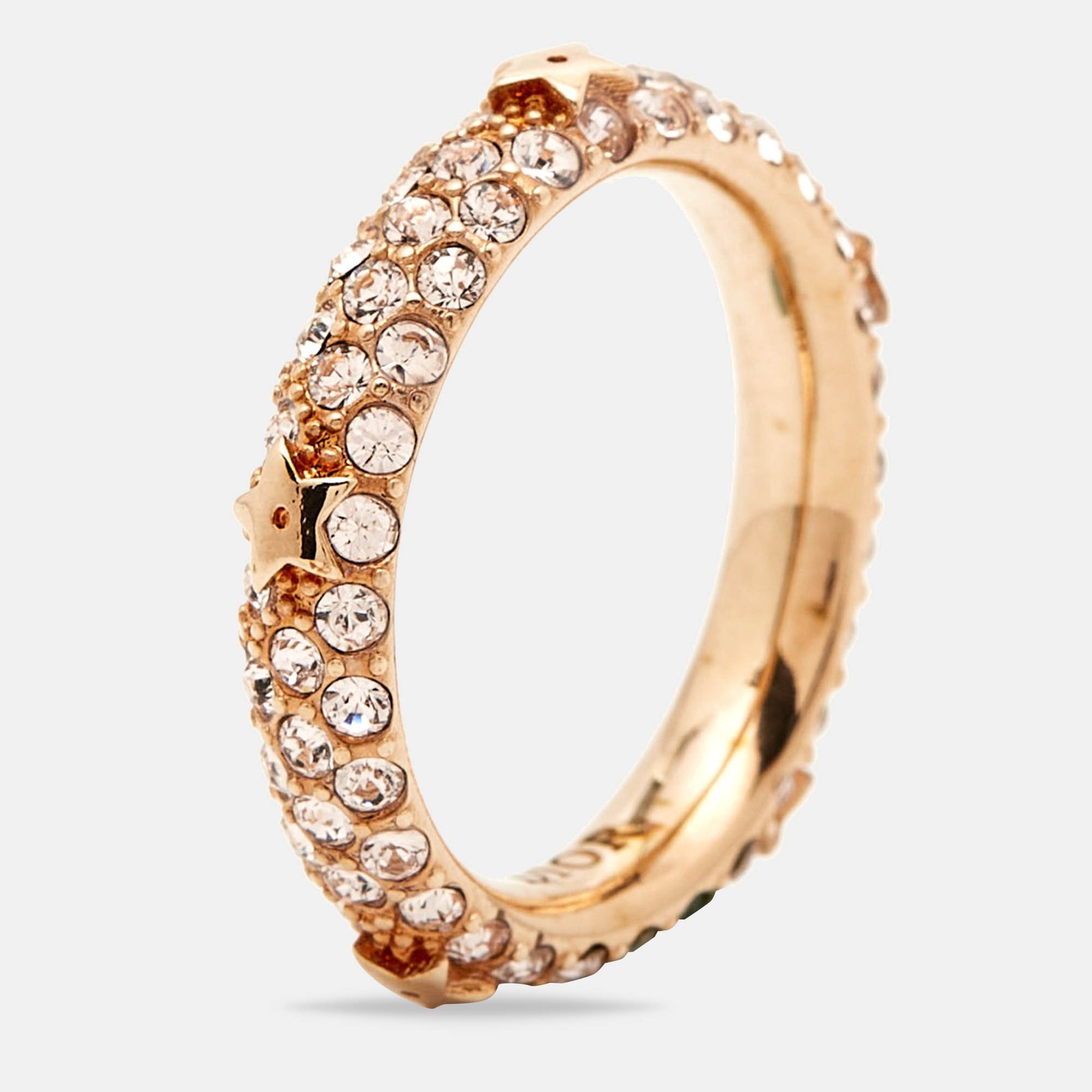 Dior Star Crystals Gold Tone Ring Size 50