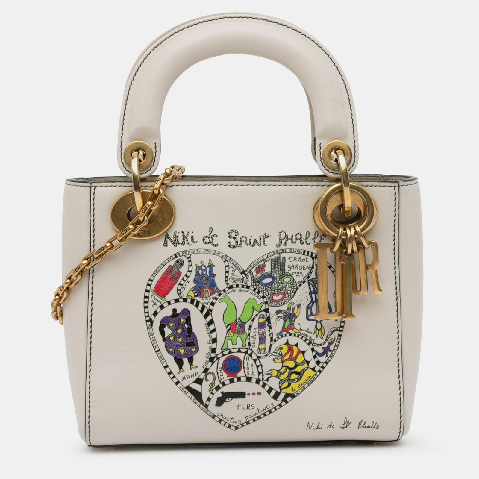 Dior White Leather Niki de Saint Phalle Mini Lady Dior Bag