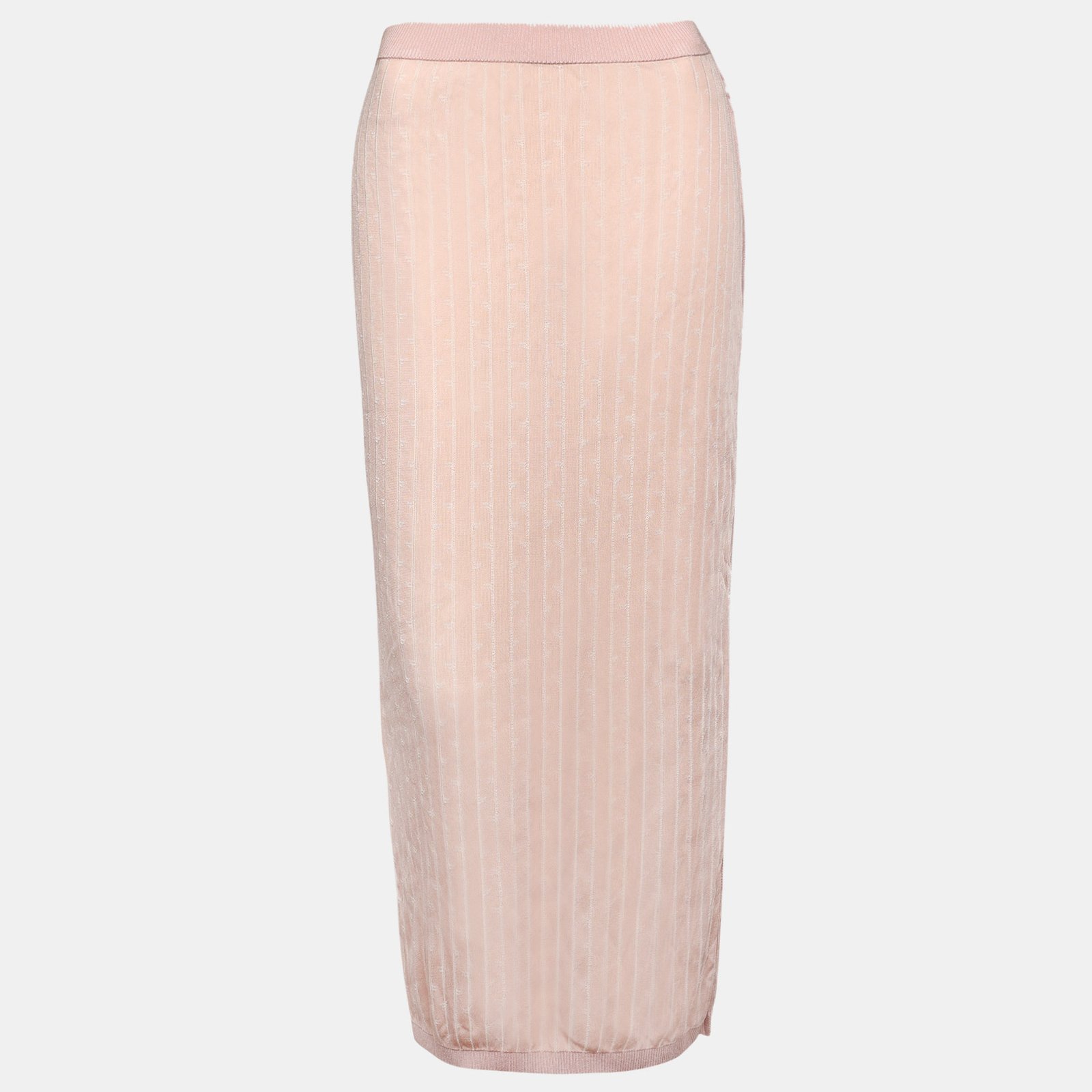 Fendi Pink Monogram Knit Midi Skirt M