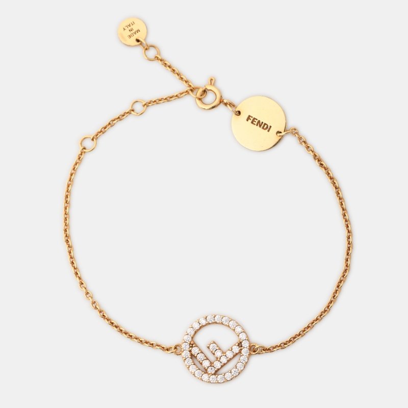 Fendi F is Fendi Crystal Gold Tone Bracelet