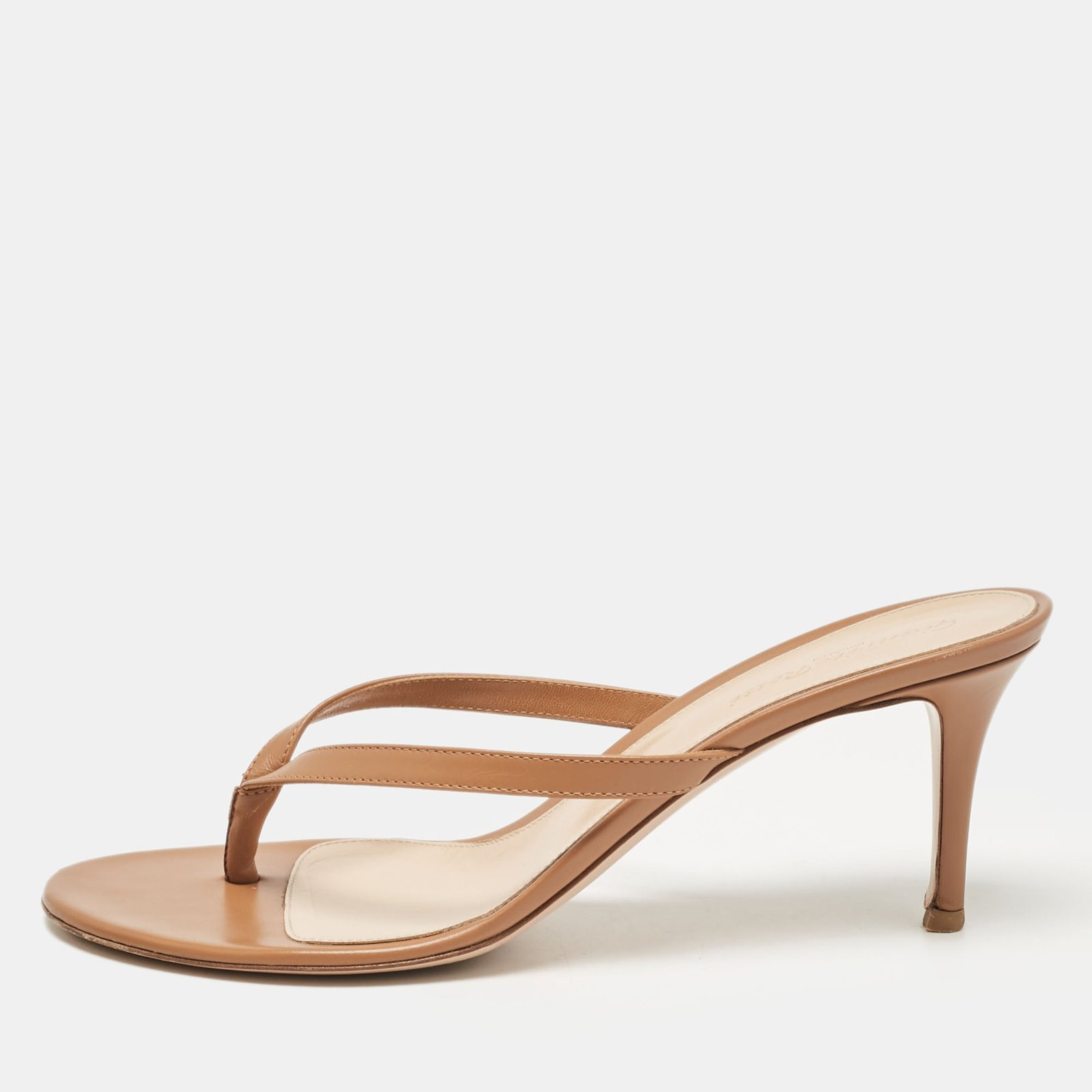 Gianvito Rossi Brown Leather Calypso Slide Sandals Size 41