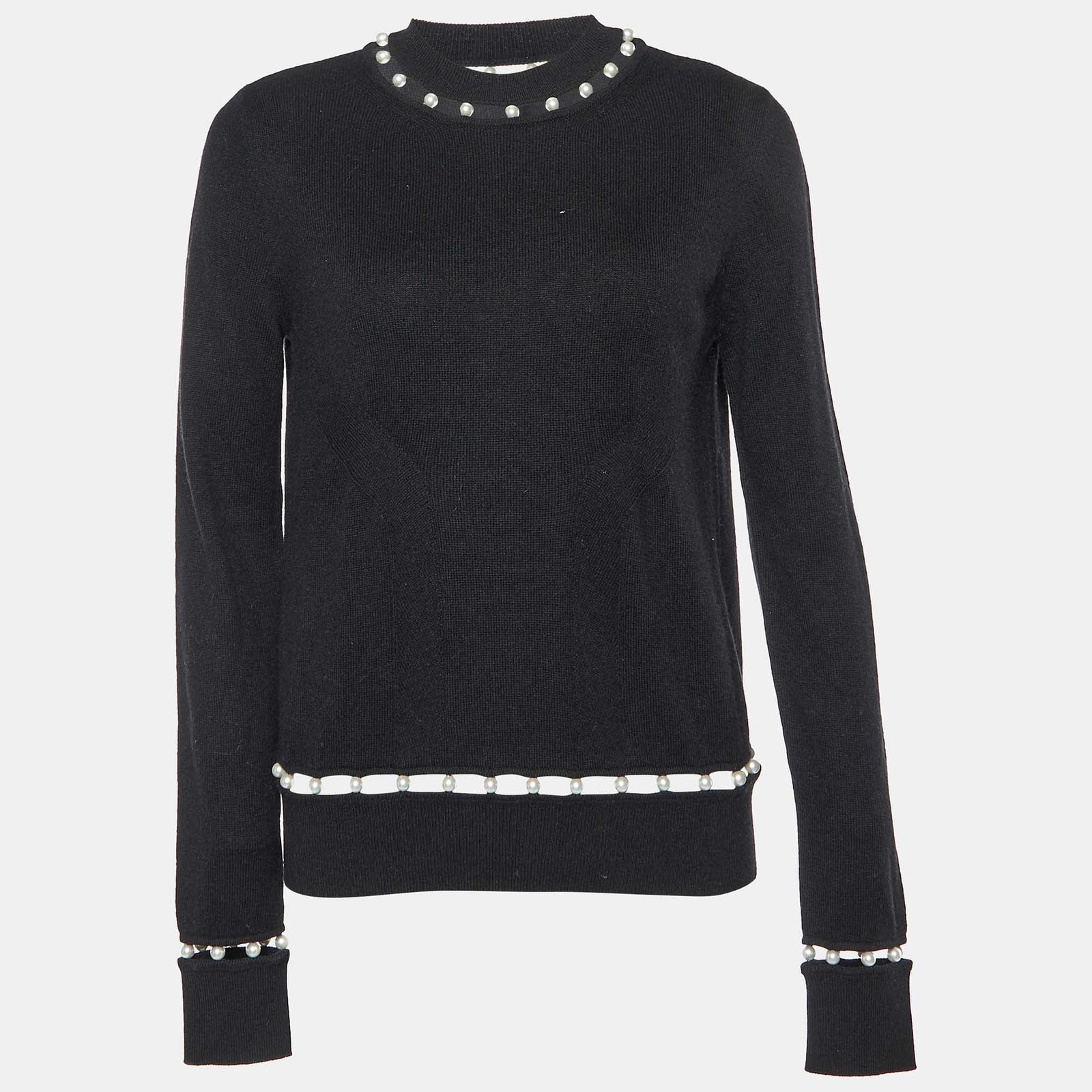 Givenchy Black Beaded Wool Blend Knit Sweater XS