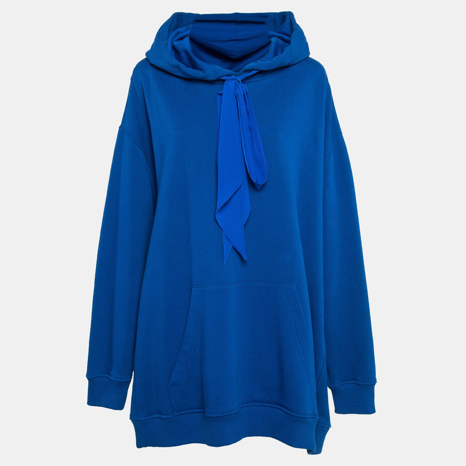 Givenchy Blue Cotton Fleece and Silk Ribbons Hoodie Dress S