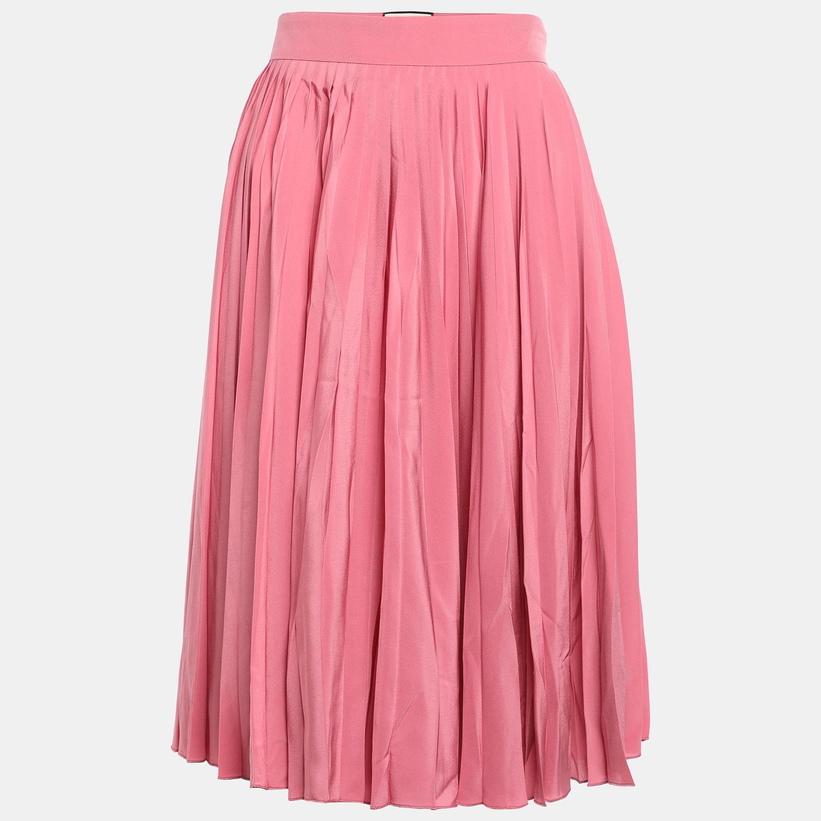 Gucci Pink Pleated Silk Midi Skirt M