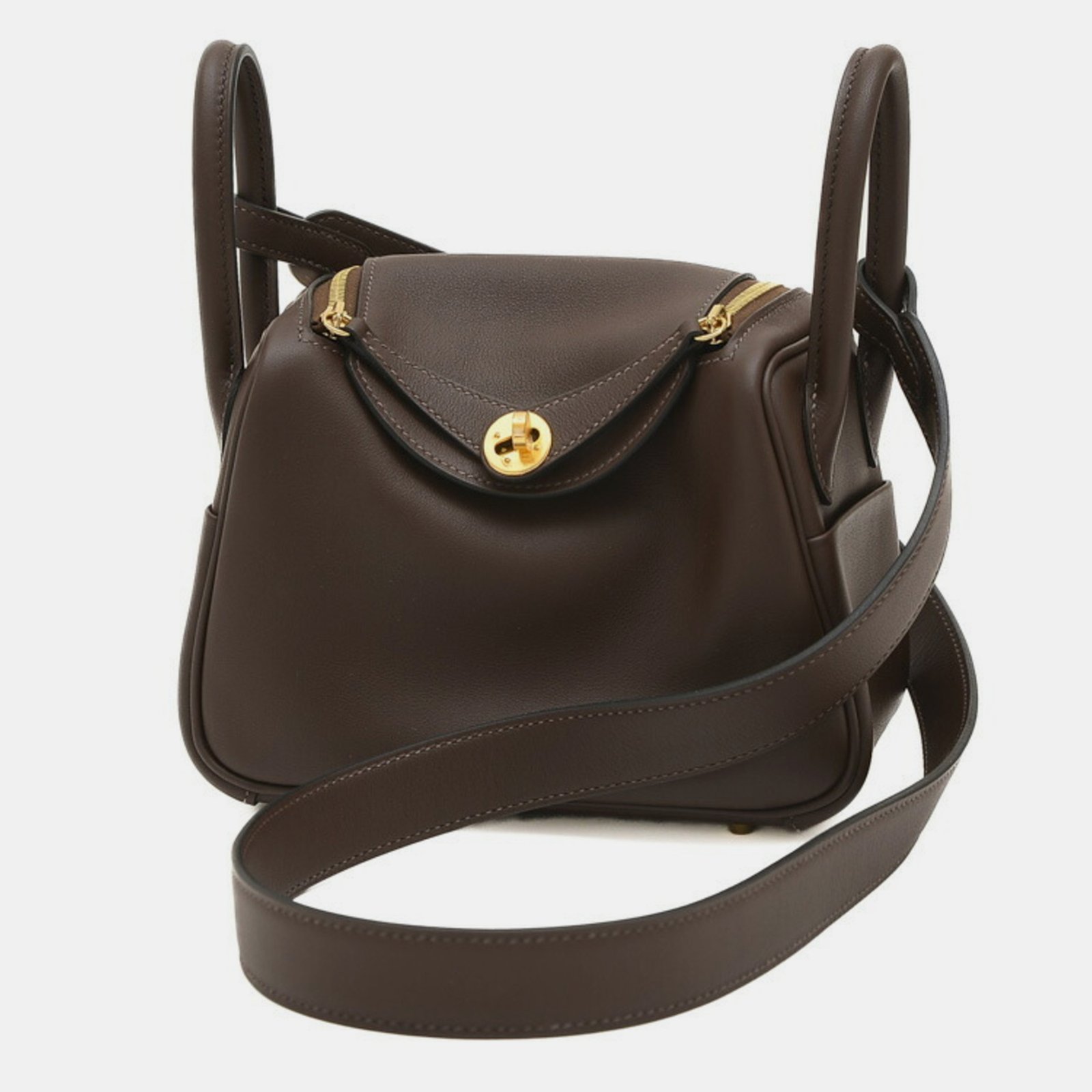 Hermes Mocha New Blue Jean Swift Lindy Verso Bag