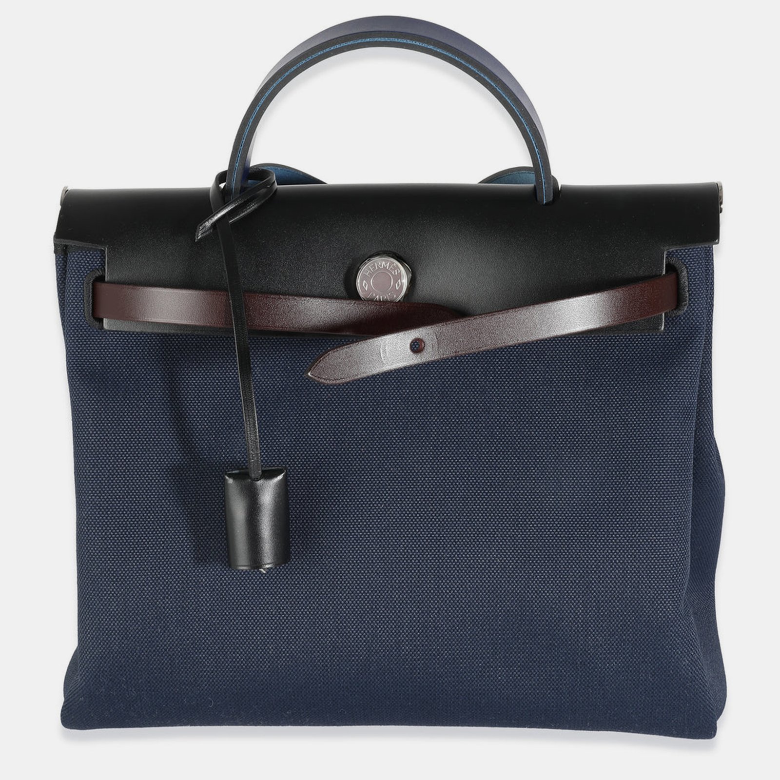 Hermes Blue Marine Rouge Sellier Blue Indigo Vache Hunter Toile Herbag 31 PHW