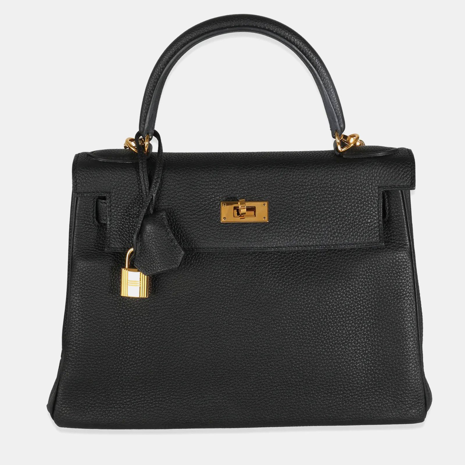Hermes Black Togo Retourne Kelly 28 GHW Bag