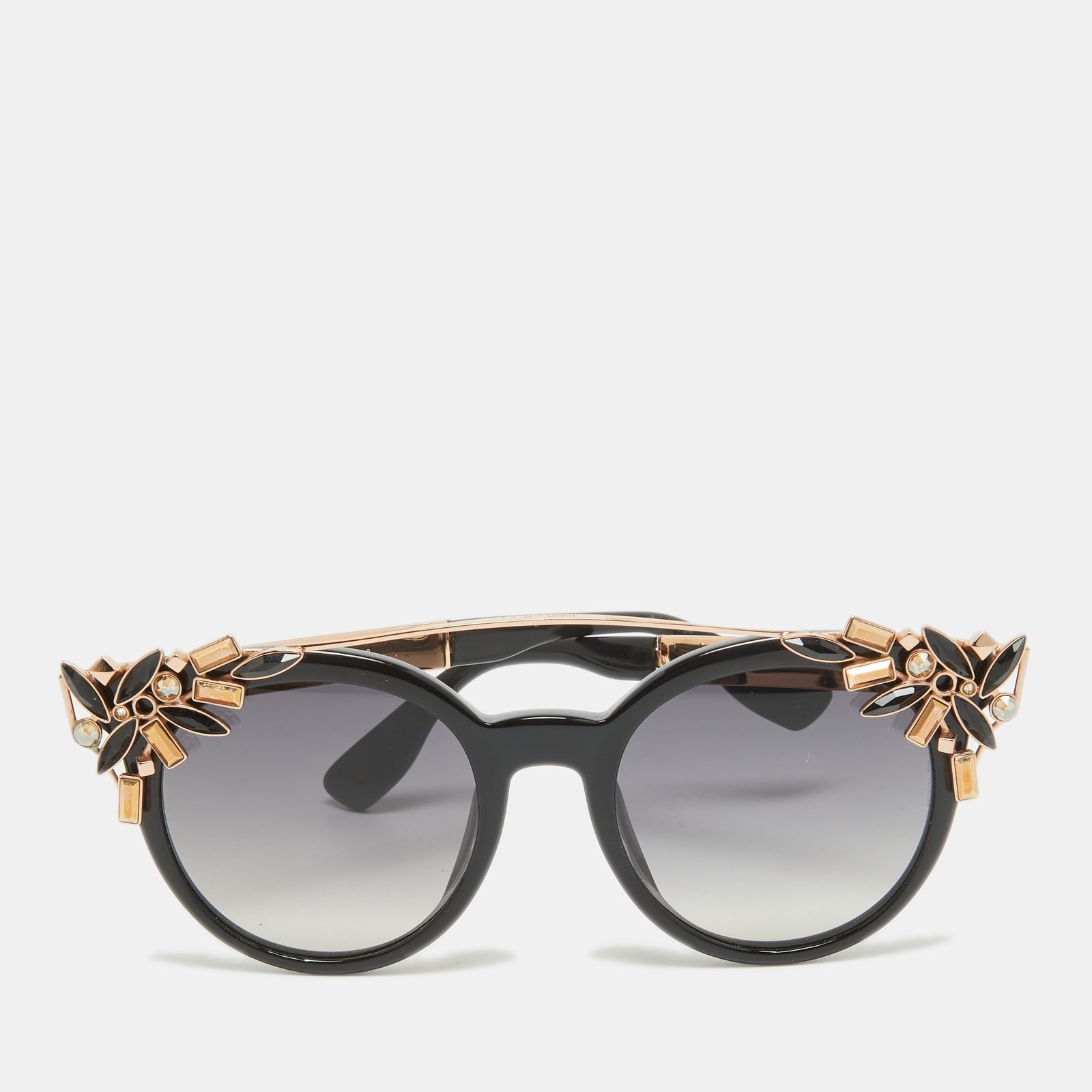 Jimmy Choo Black/Rose Gold Gradient VIV/S 06K9C Crystals Cat Eye Sunglasses