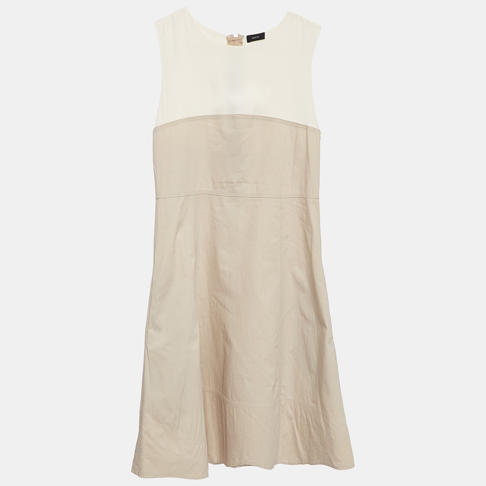 Joseph Beige Poplin & Silk Sleeveless Mini Dress S