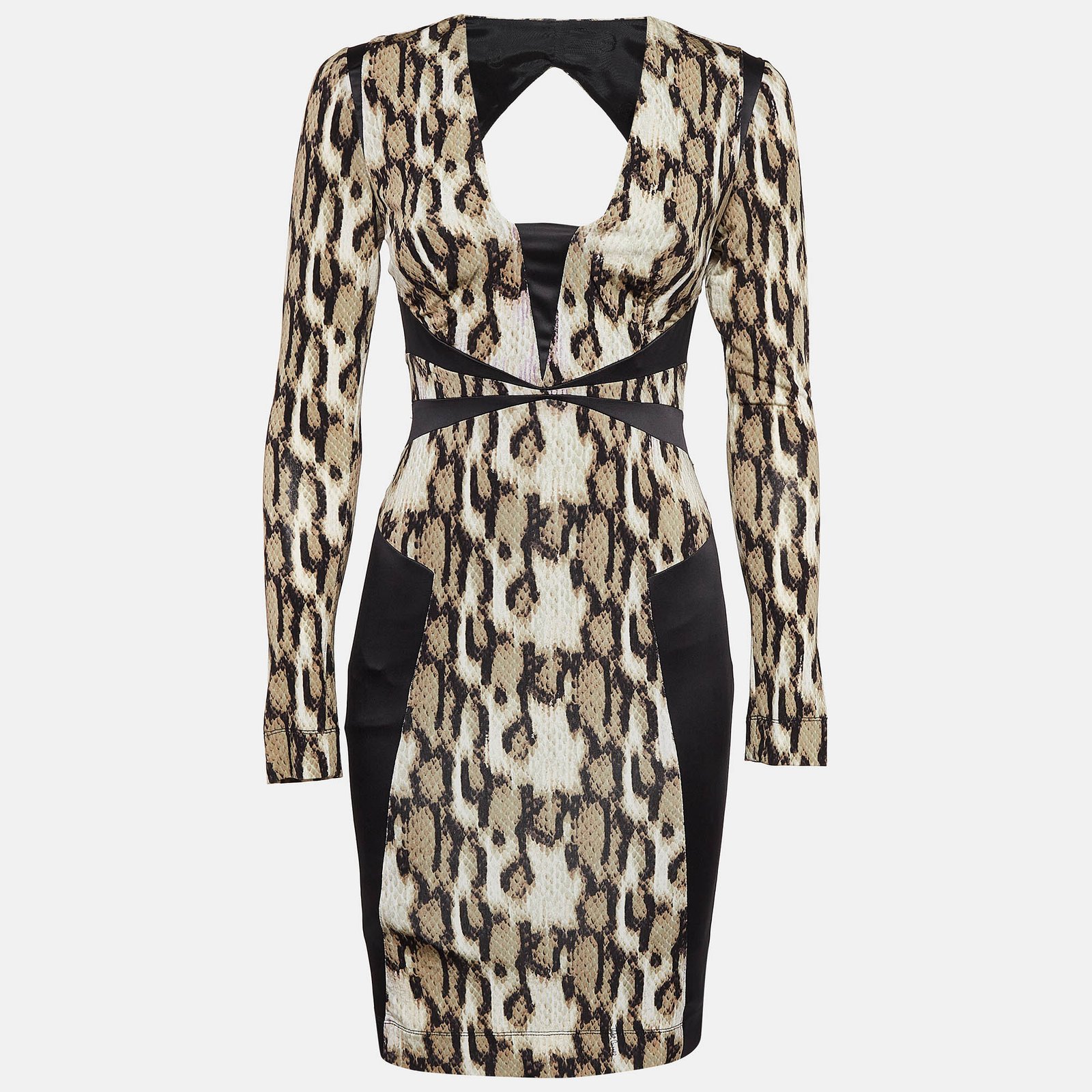 Just Cavalli Black Snake Skin Print Jersey Midi Dress S