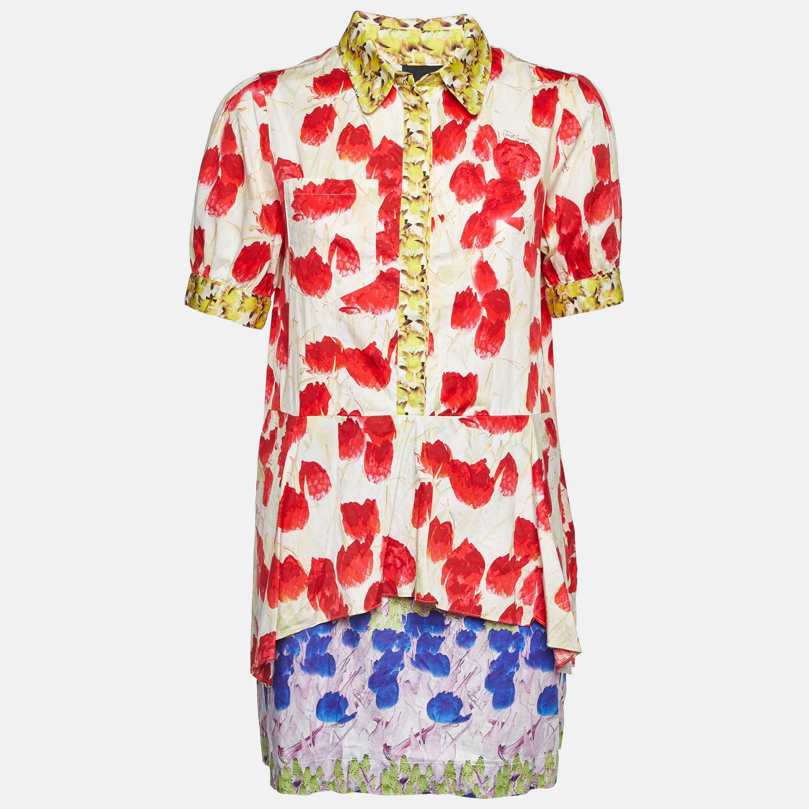 Just Cavalli Multicolor Printed Cotton Mini Dress L