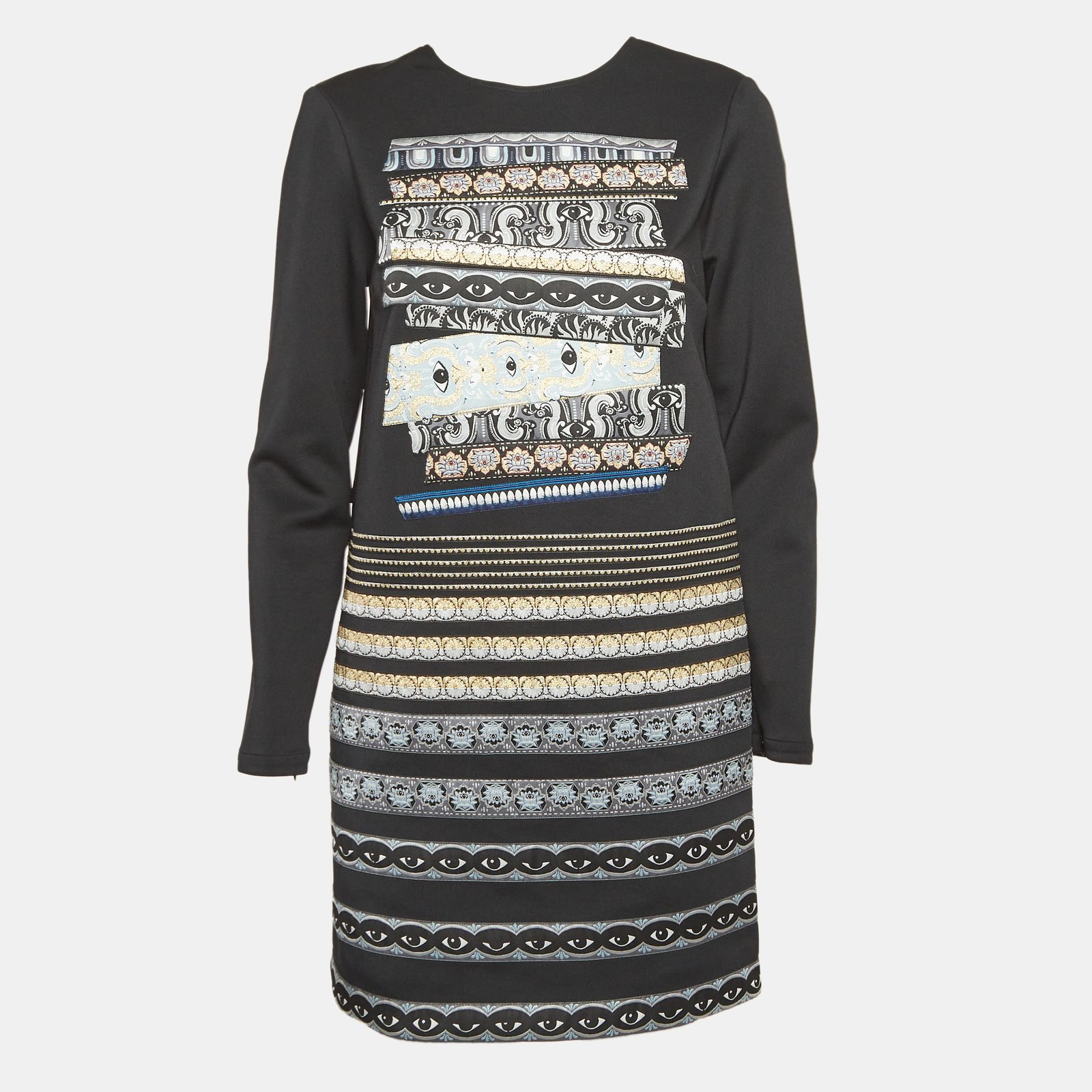 Kenzo Black Jersey Eye Patch Detail Mini Dress M