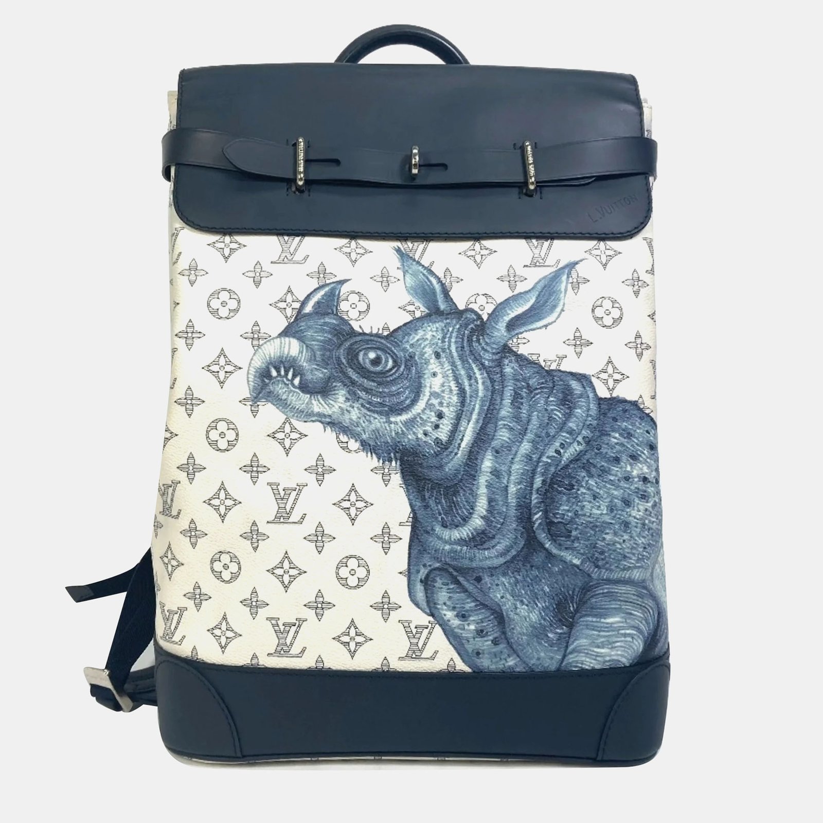 Louis Vuitton White Leather and Canvas Savane Steamer Backpack