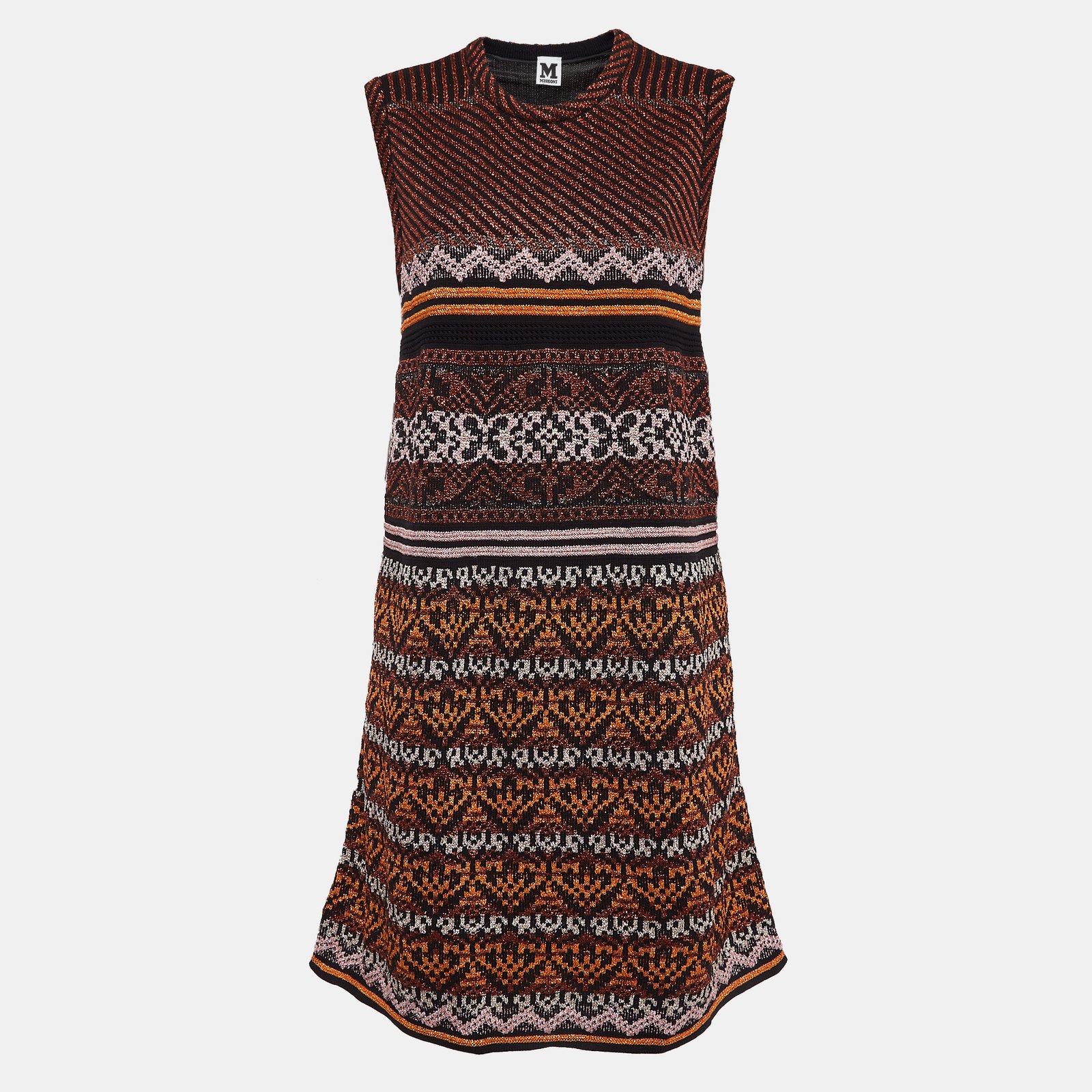 M Missoni Multicolor Patterned Lurex Knit Midi Dress L