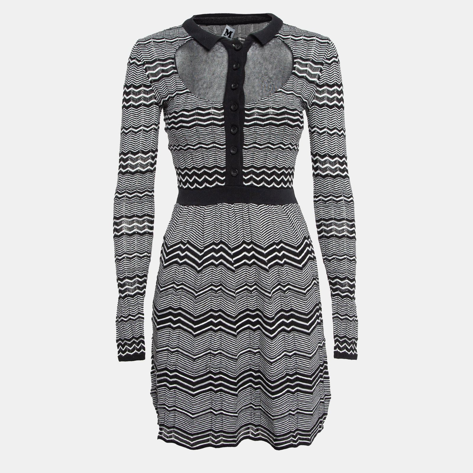 M Missoni Black/White Patterned Knit Mini Dress S