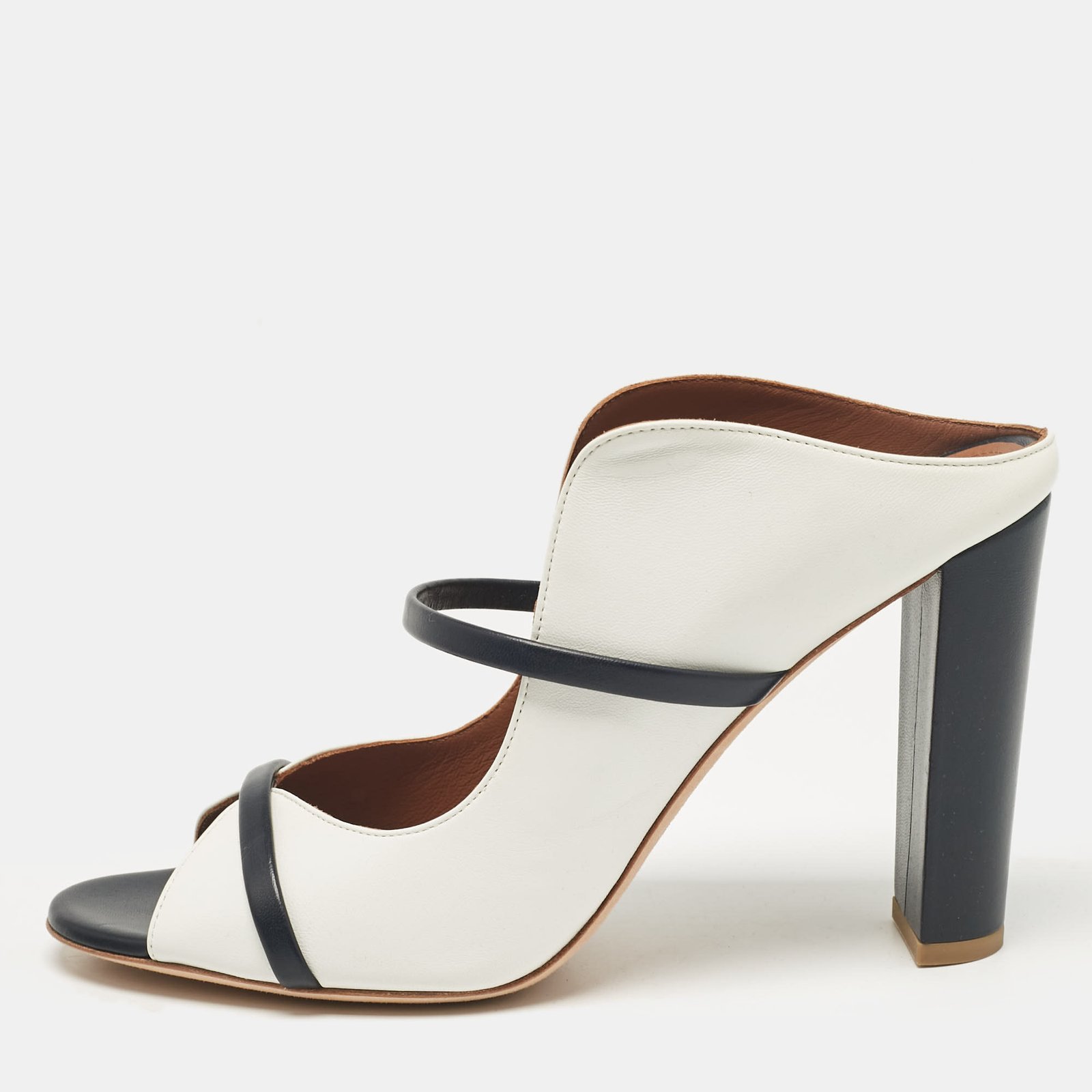 Malone Souliers Black/White Leather Norah Slide Sandals Size 42