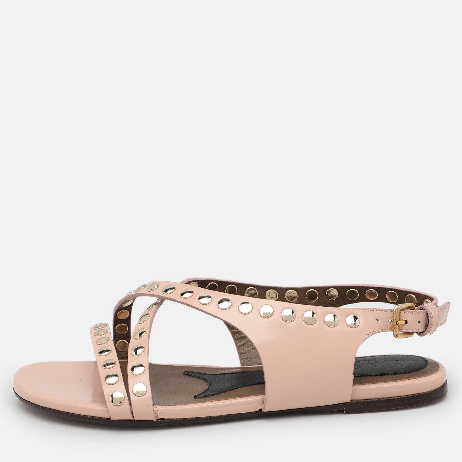 Marni Beige Embellished Leather Slingback Sandals Size 34.5