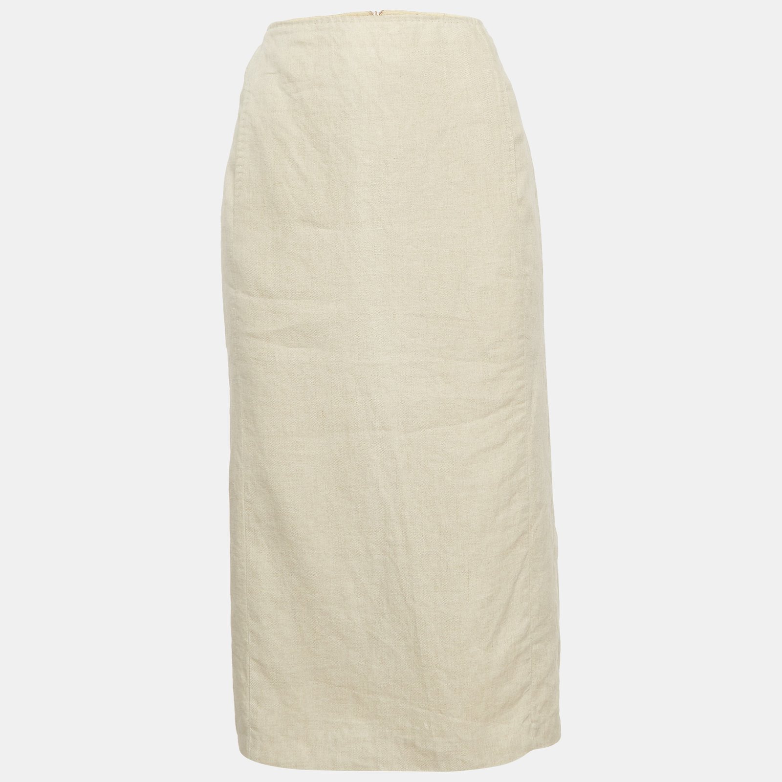 Max Mara Beige Linen Midi Skirt M