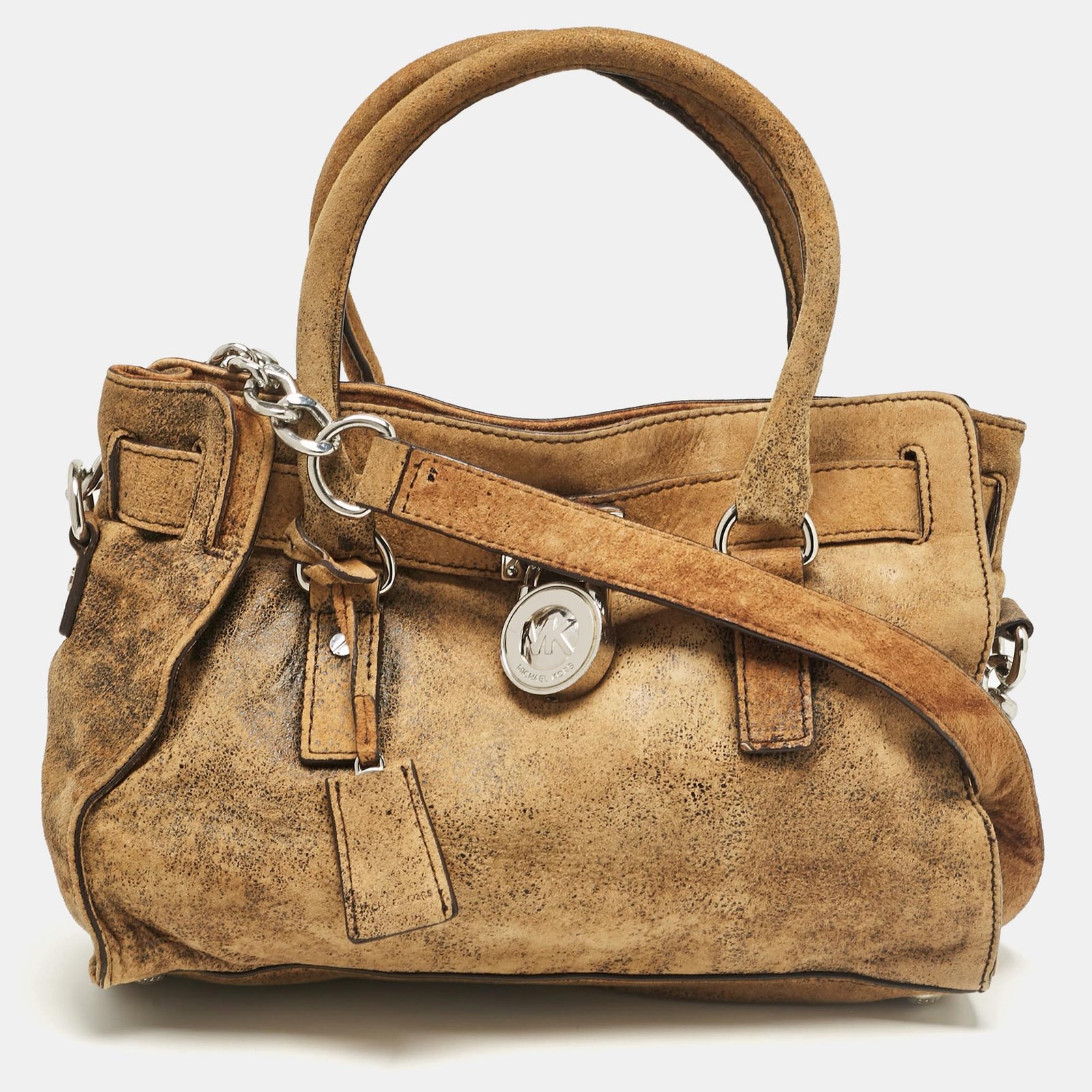 MICHAEL Michael Kors Tan/Black Alcantara East/West Hamilton Satchel