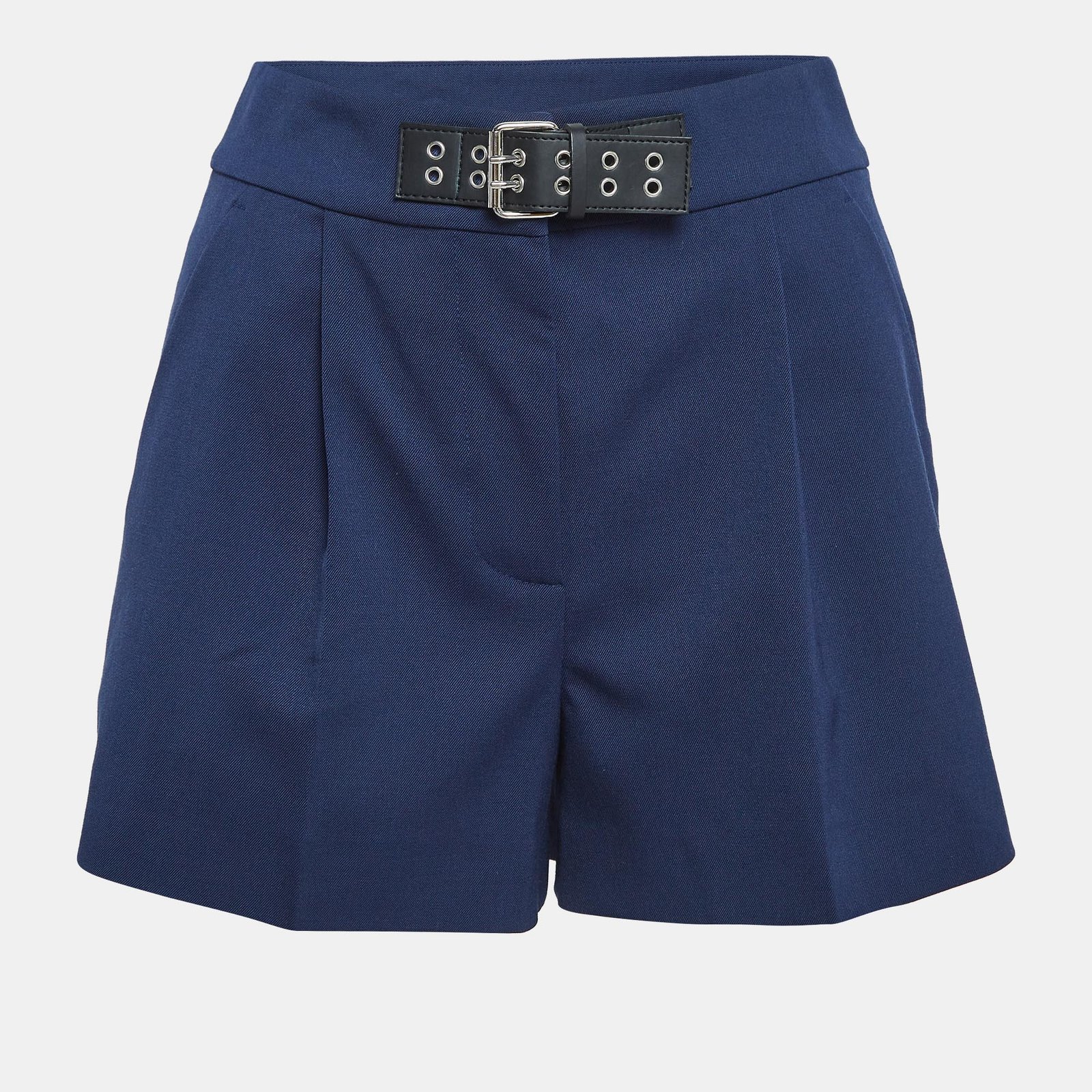 Moschino Mo5ch1no Jeans Navy Blue Gabardine Buckle Detail Shorts S