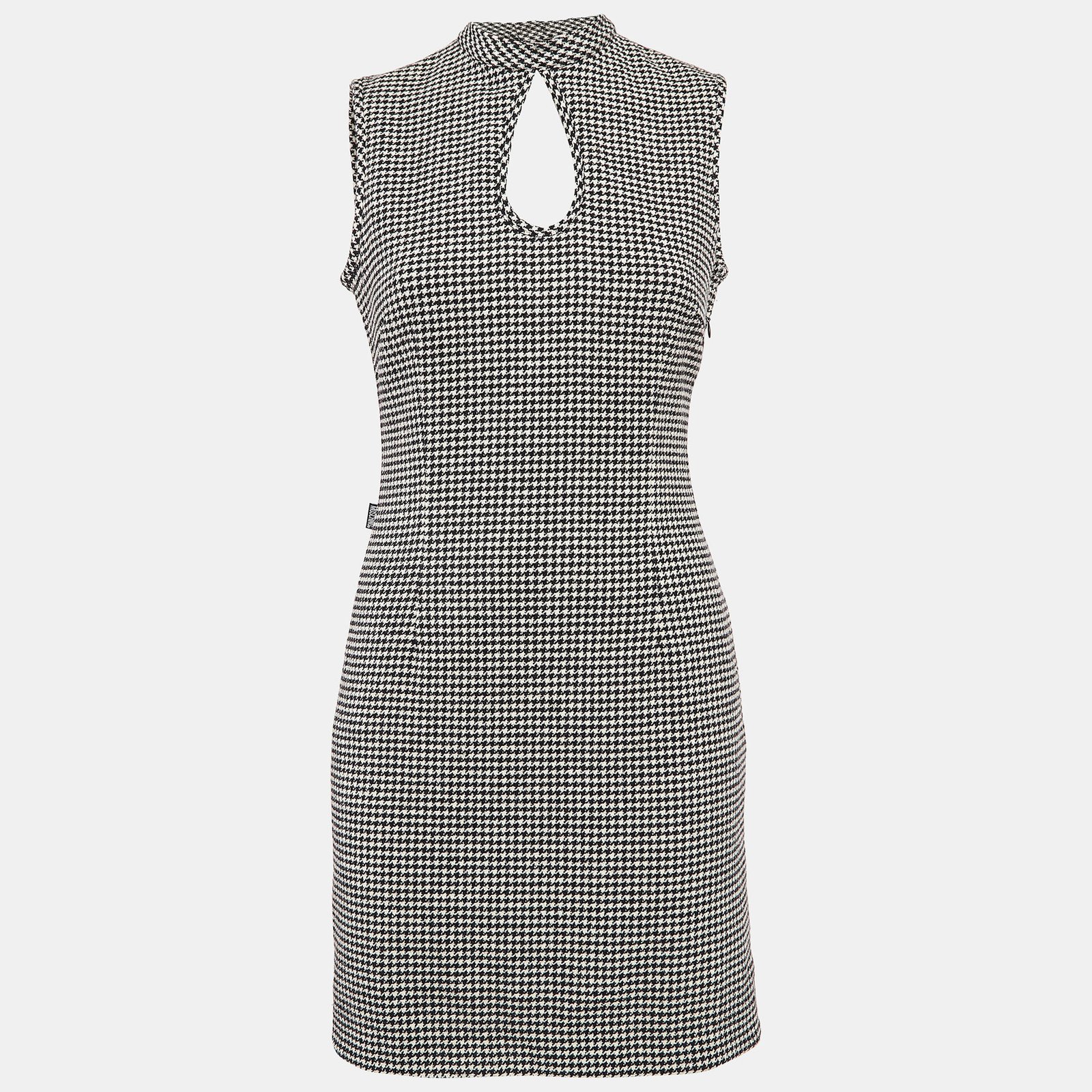 Moschino Jeans Black/White Houndstooth Wool Blend Mini Dress M